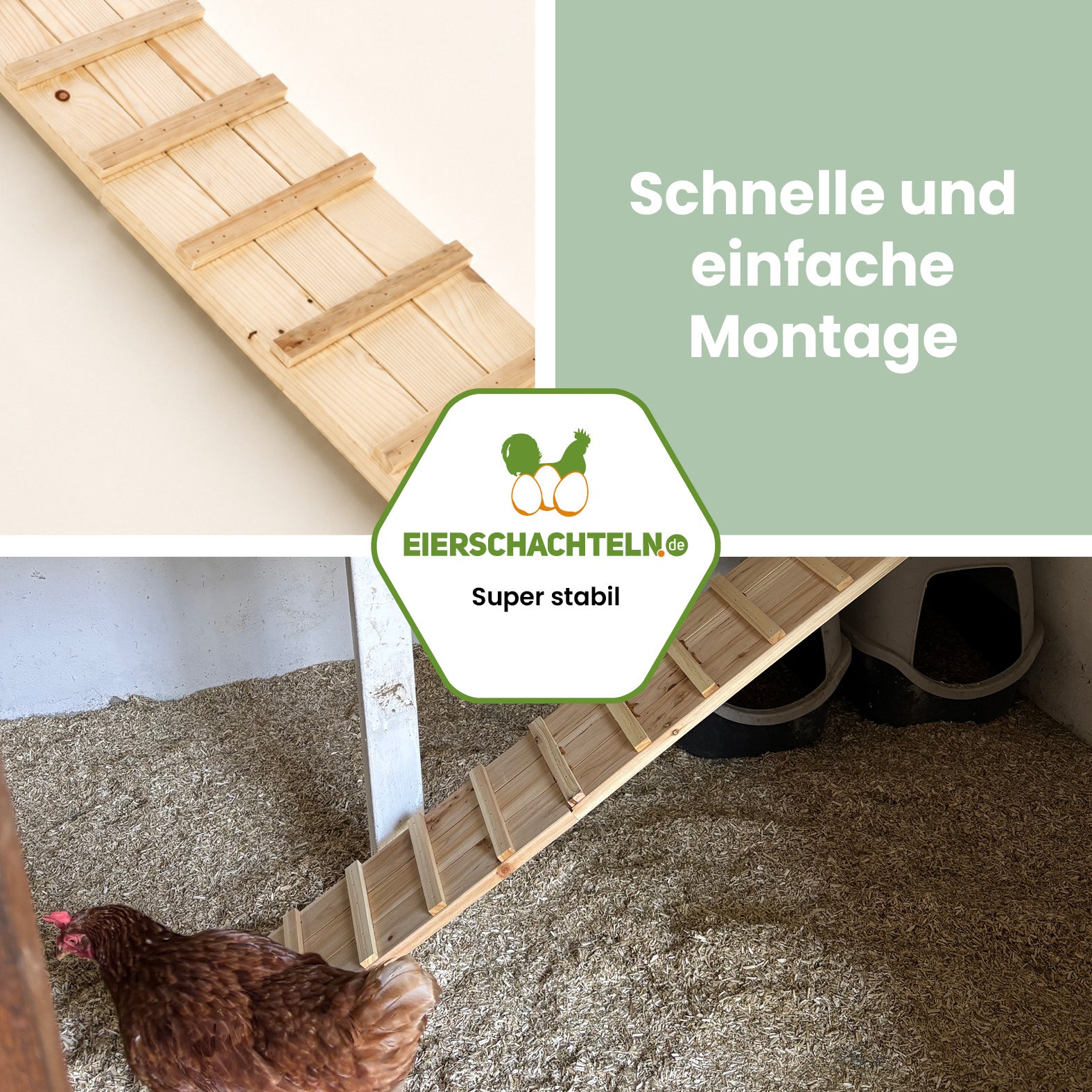 Hühnerleiter aus Holz – 115 cm für einen sicheren Aufstieg in den Hühnerstall