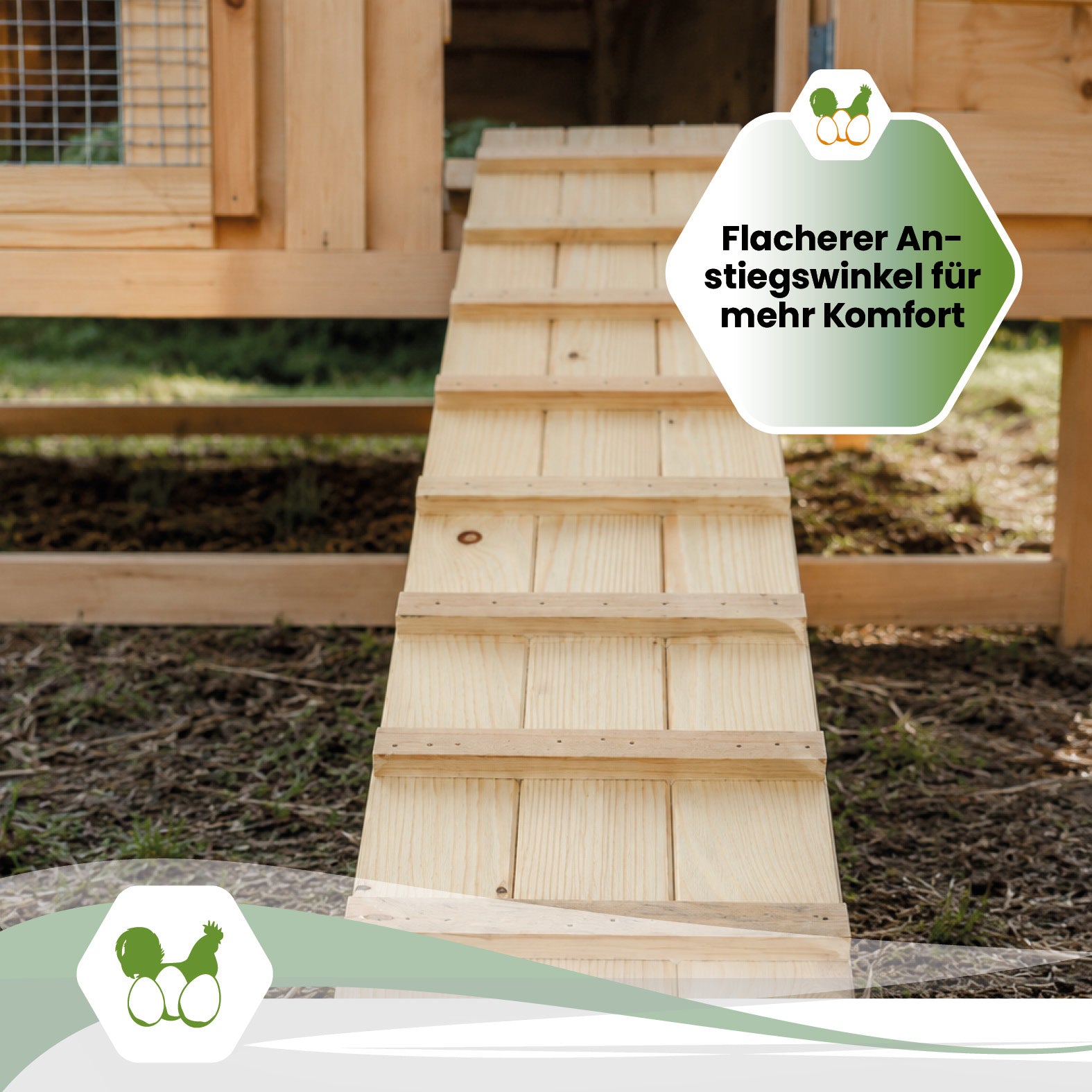 Hühnerleiter aus Holz – 115 cm für einen sicheren Aufstieg in den Hühnerstall