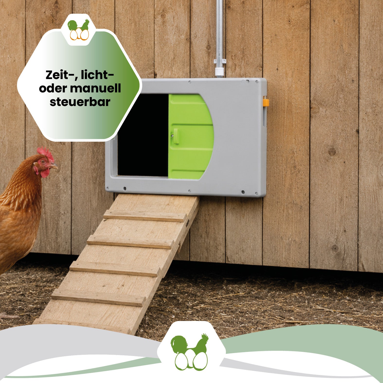 SmartCoop Hühnertür für die automatische Stallöffnung