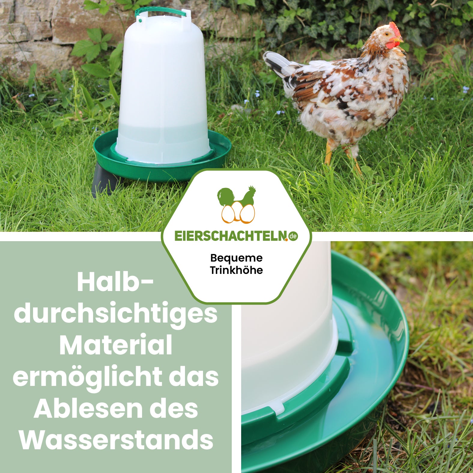 Geflügeltränke mit Füßen 6 Liter grün