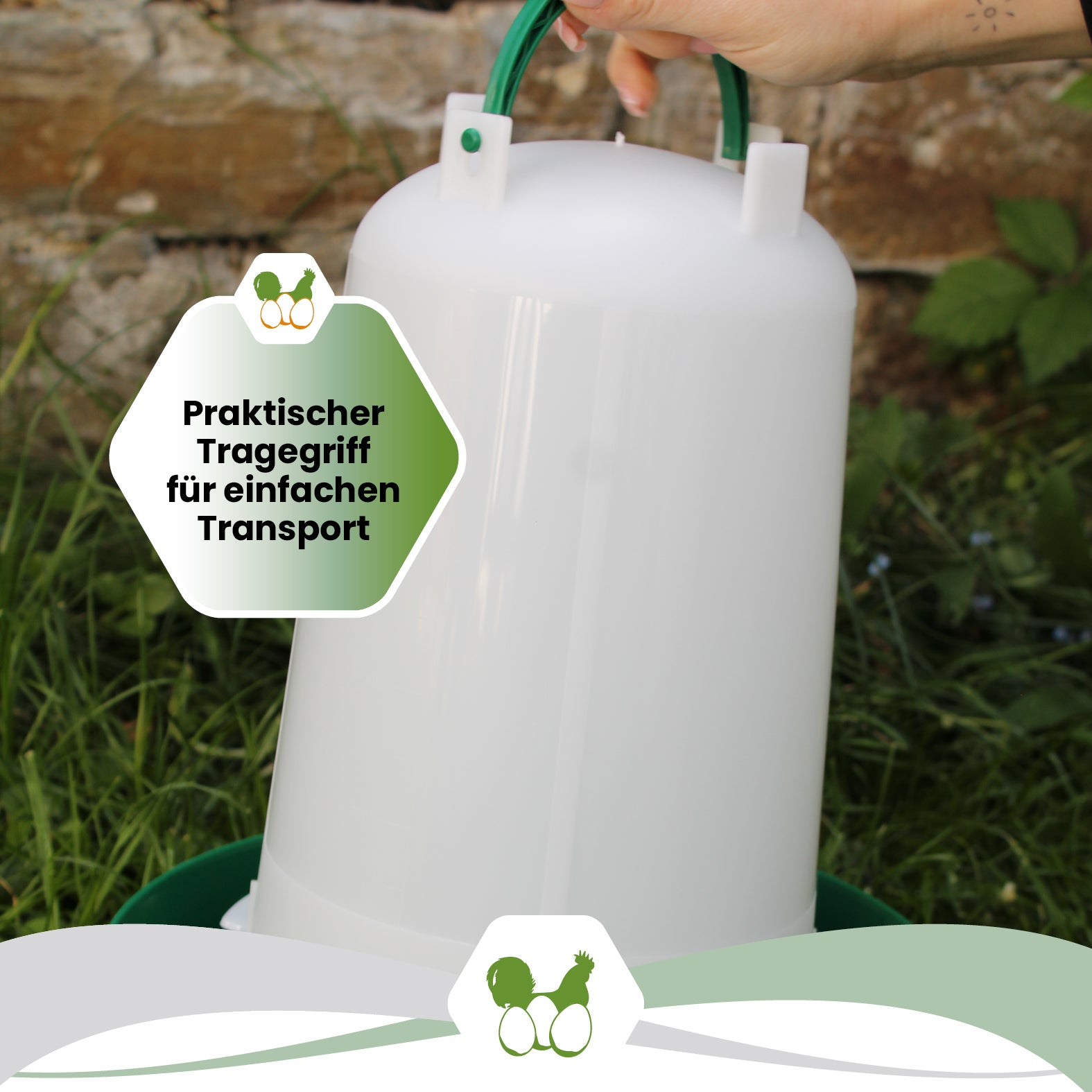 Geflügeltränke mit Füßen 6 Liter grün