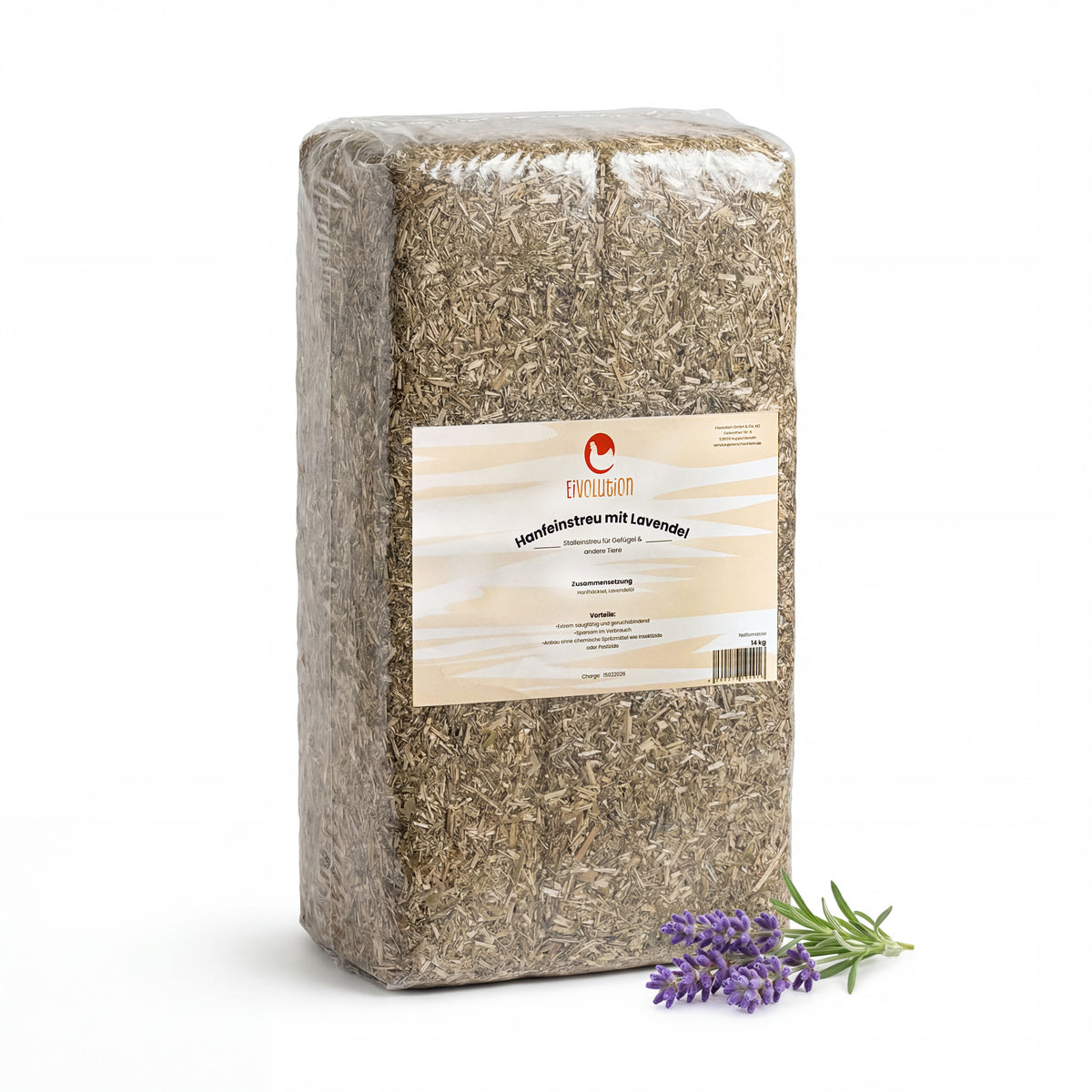 Hanfeinstreu mit Lavendel-Öl – 14 kg Ballen