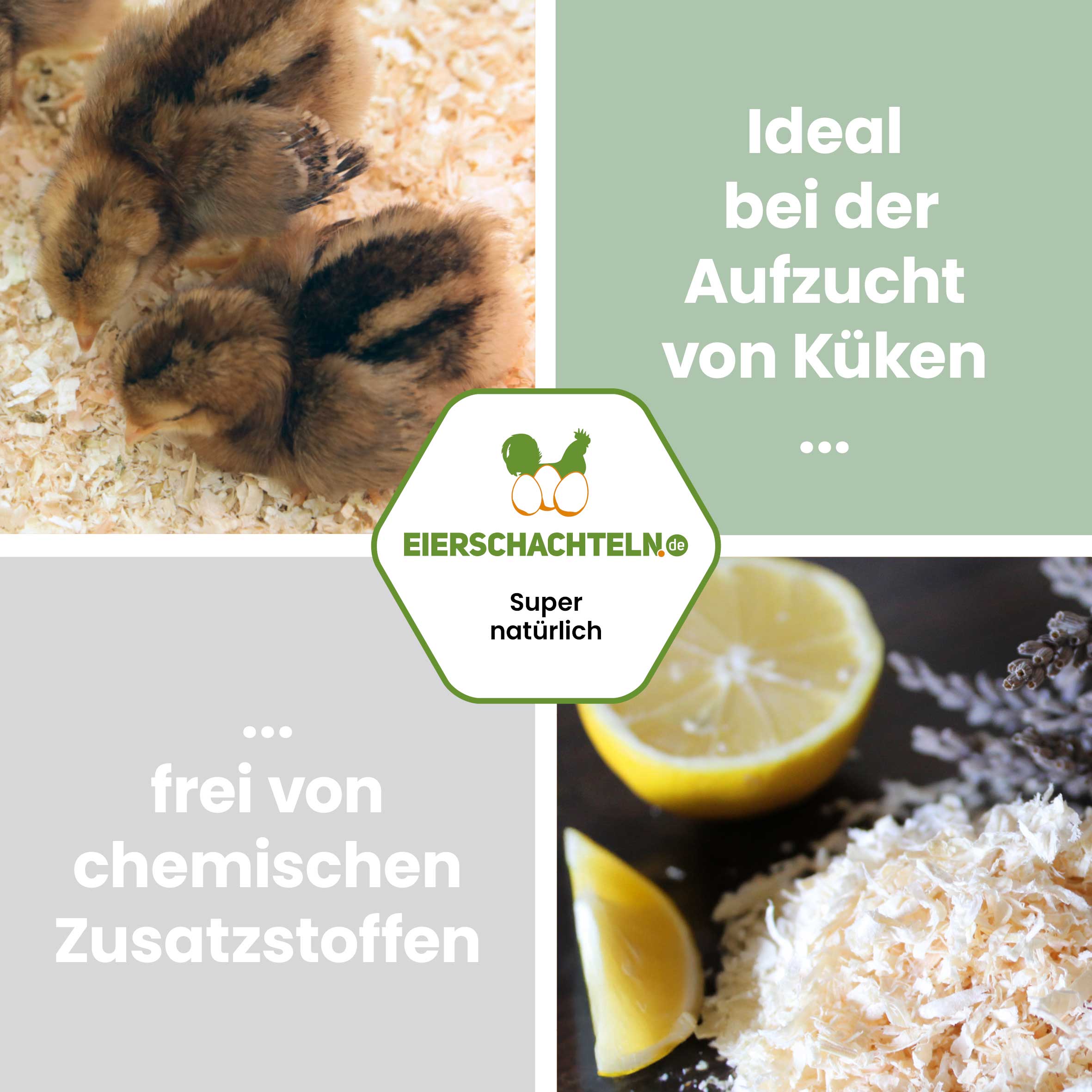 Hobelspäne Einstreu, Zitrone "Ideal bei der Aufzucht von Küken frei von chemischen Zusatzstoffen"