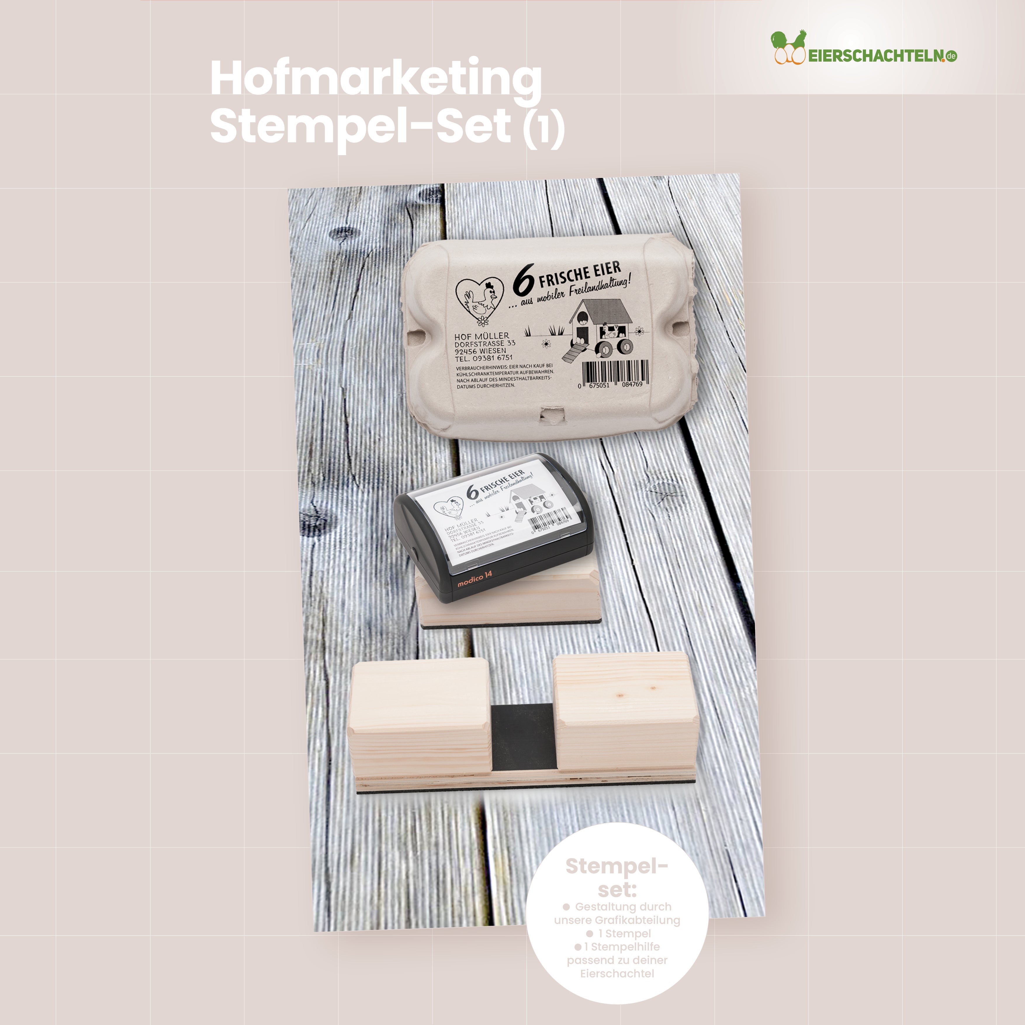 Eierschachtel-Stempel Grundausstattung - Komplettset für 1 Stempel