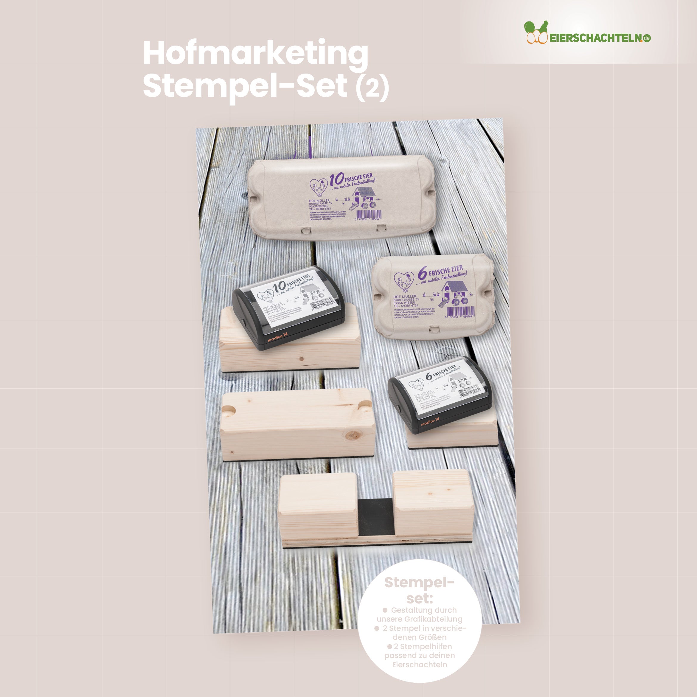 Eierschachtel-Stempel Grundausstattung - Komplettset für 2 Stempel