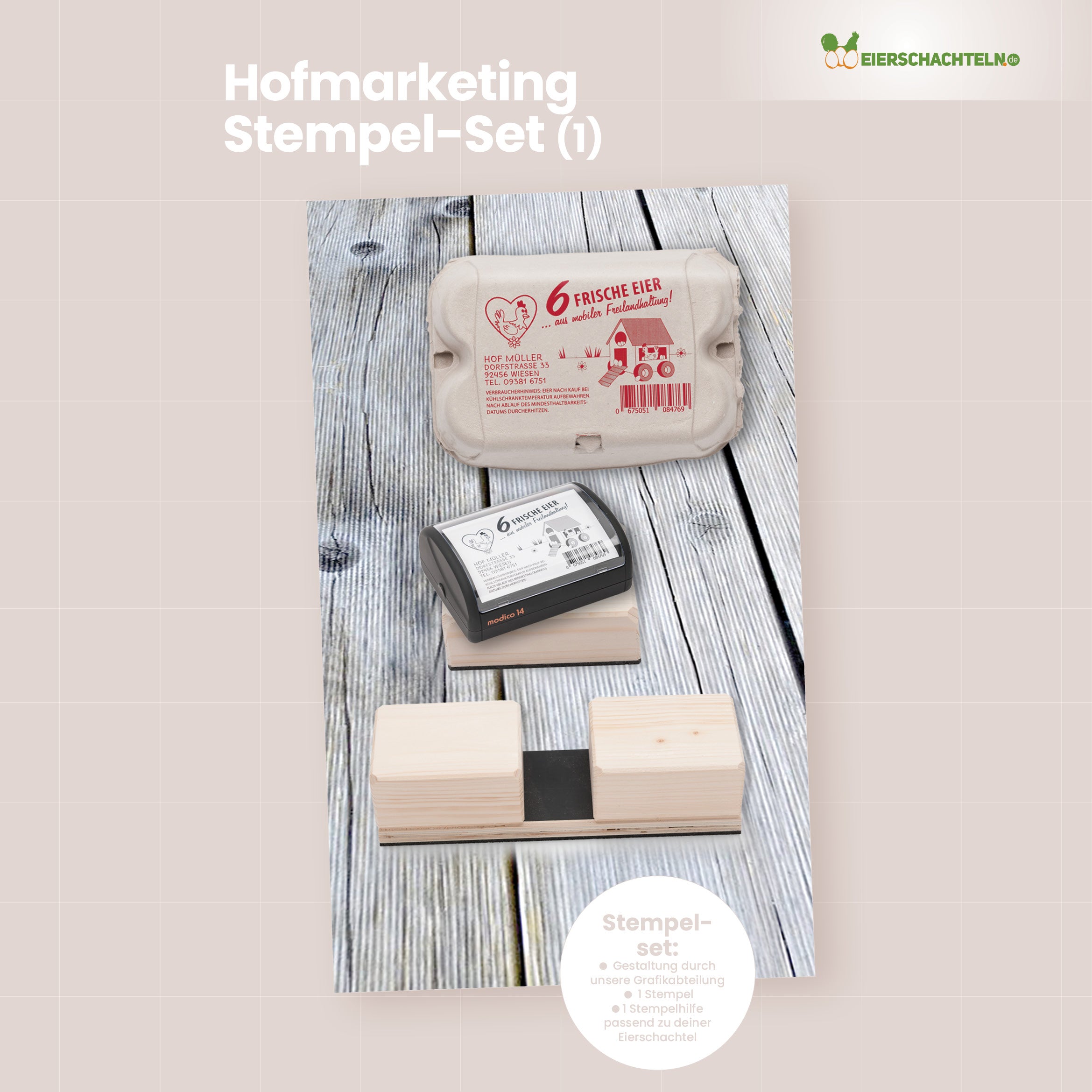 Eierschachtel-Stempel Grundausstattung - Komplettset für 1 Stempel