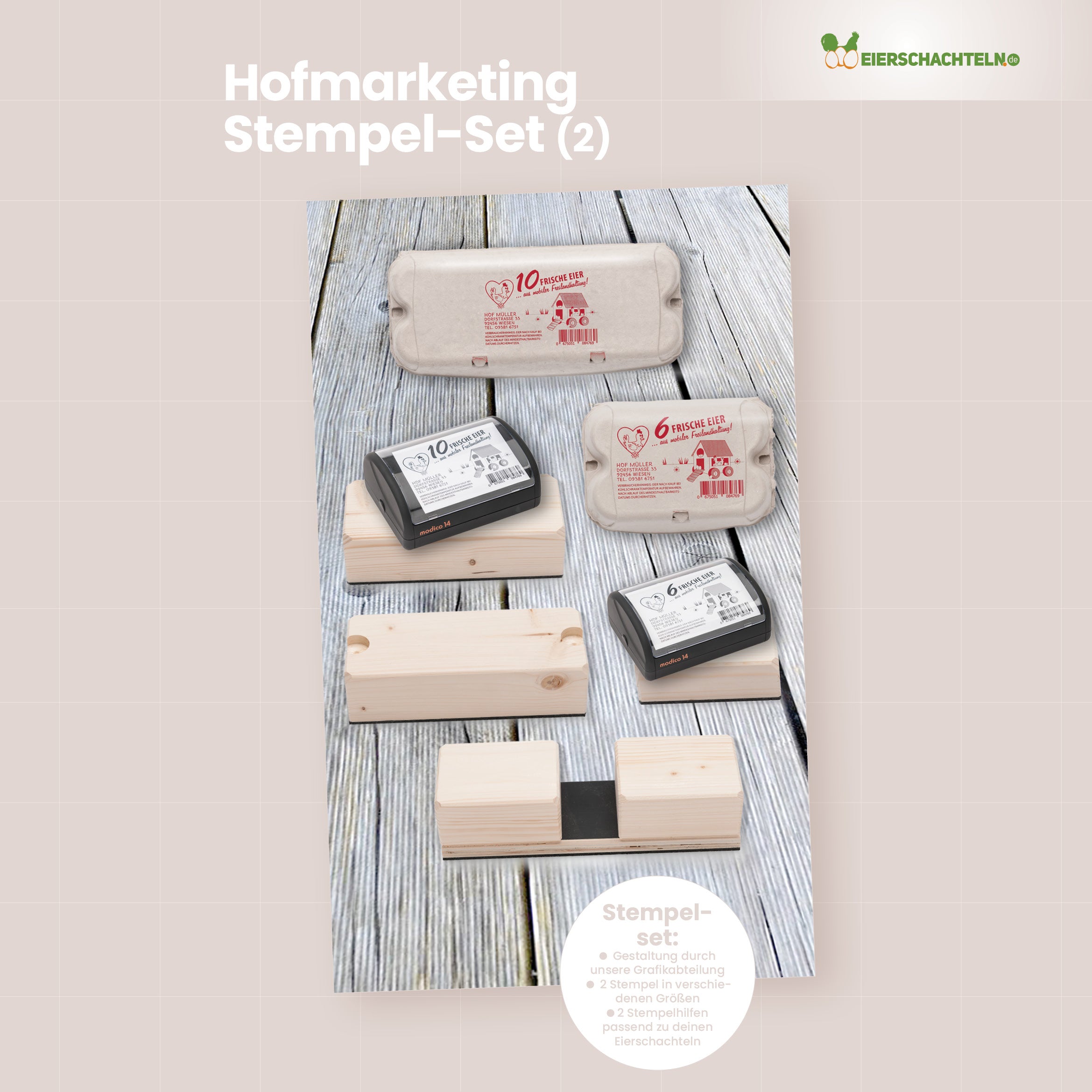 Eierschachtel-Stempel Grundausstattung - Komplettset für 2 Stempel