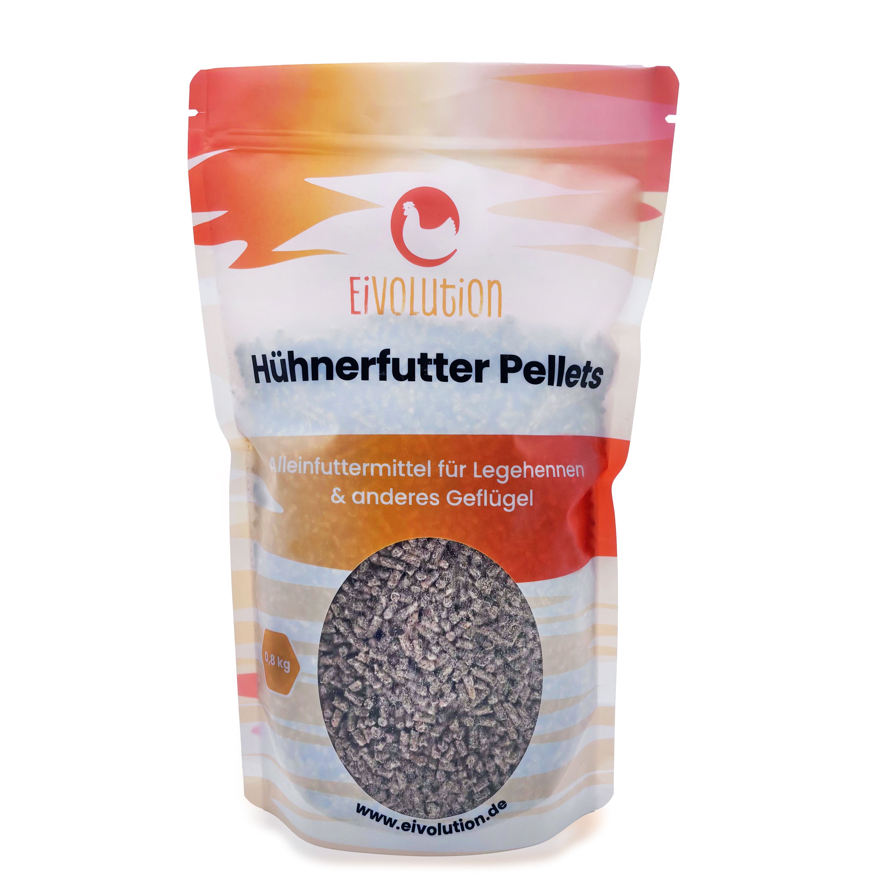 Pellets Bio-Hühnerfutter, 800 g Beutel, Vorderseite