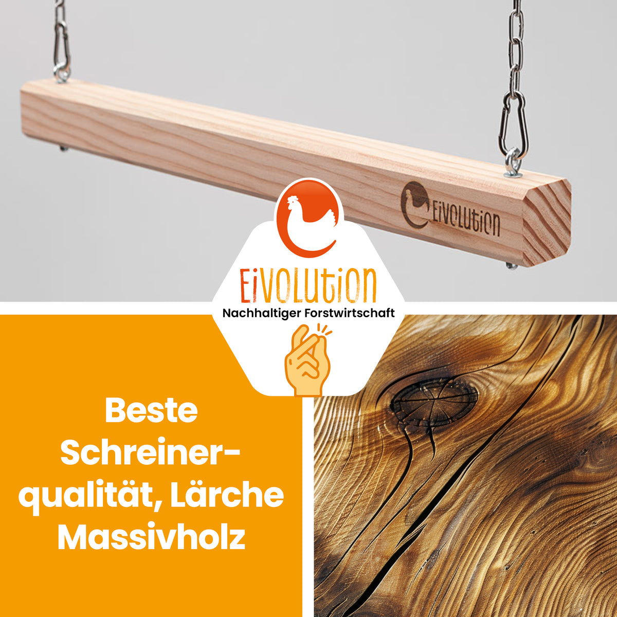 Hühnerschaukel "Beste Schreinerqualität, Lärche Massivholz"