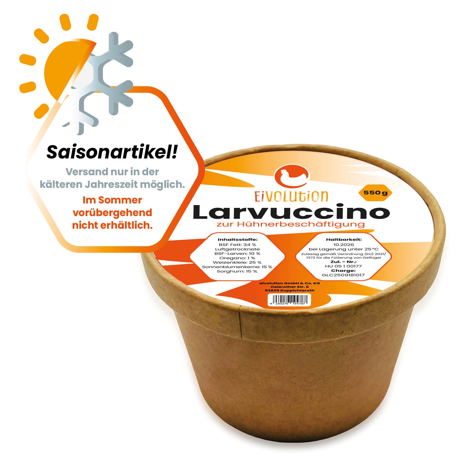 Larvuccino Hinweis Saisonartikel