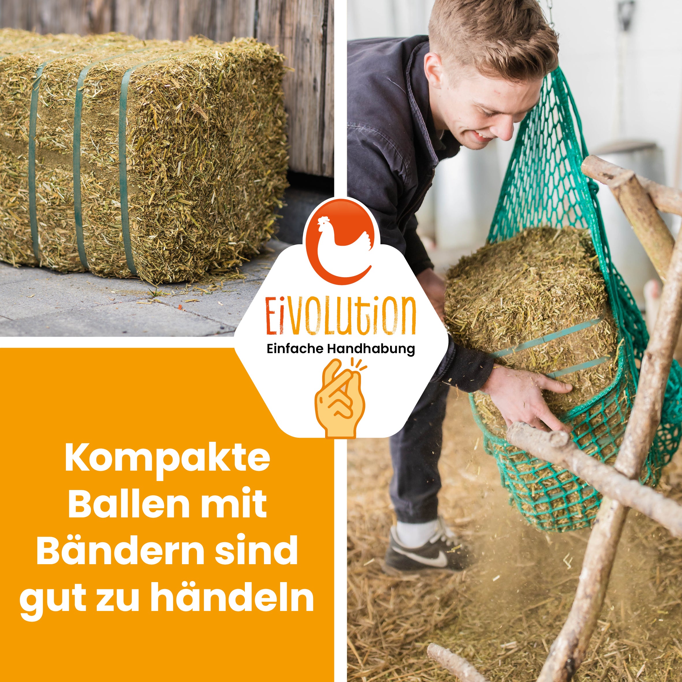 Bio Luzerneballen "Kompakte Ballen mit Bändern sind gut zu händeln"