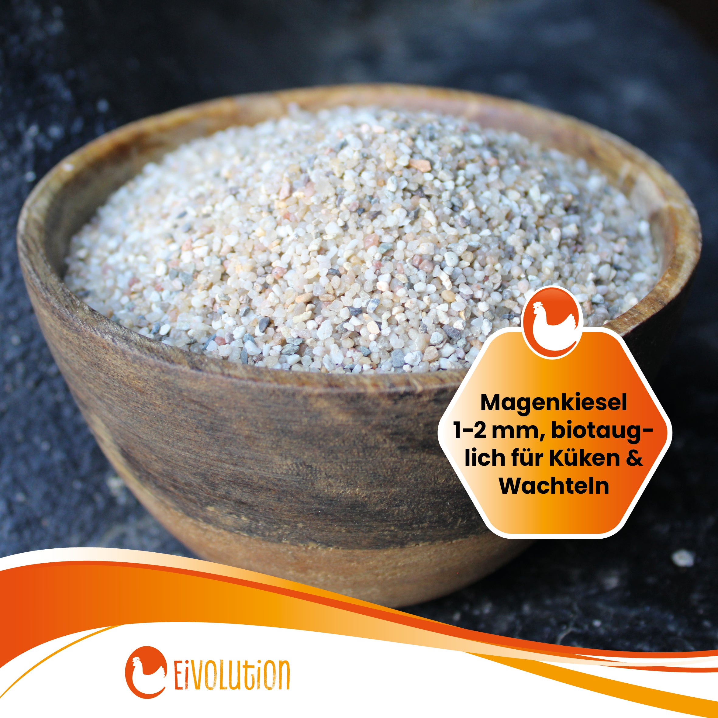 Magenkiesel 1-2 mm "Magenkiesel 1-2 mm, biotauglich für Küken & Wachteln"