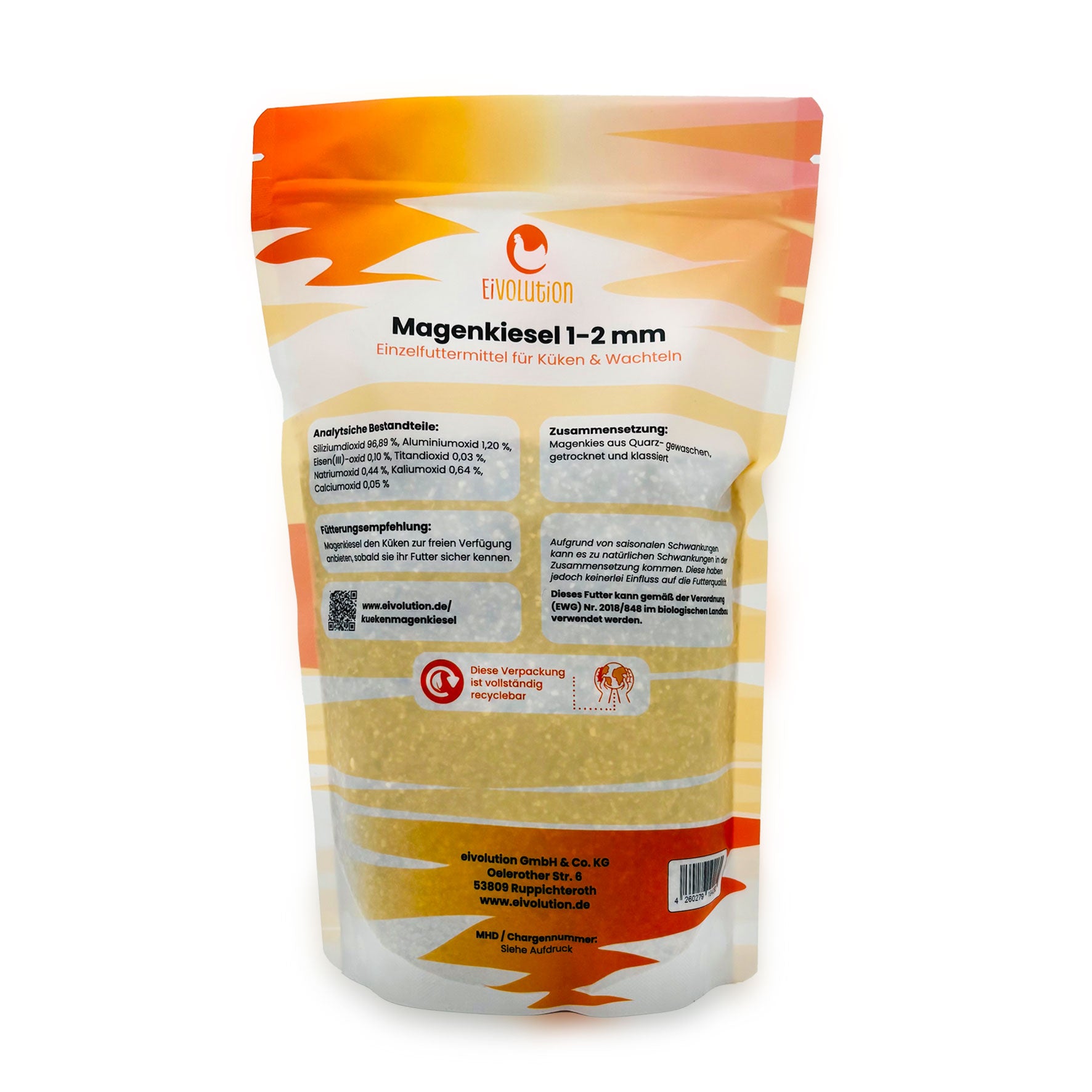 Magenkiesel 1-2 mm, im 1,5 kg Beutel Rückseite