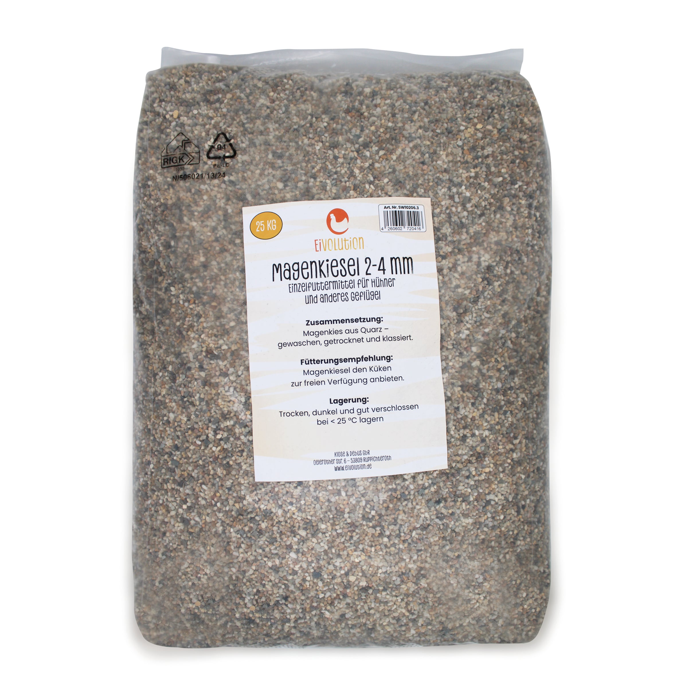 Magenkiesel für Geflügel 2-4 mm, im 25 kg Beutel