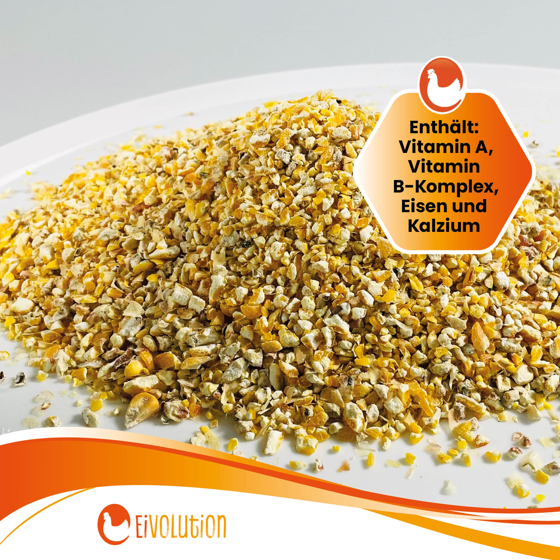 Eivolution Bio-Maisbruch "Enthält: Vitamin A, Vitamin B-Komplex, Eisen und Kalzium"