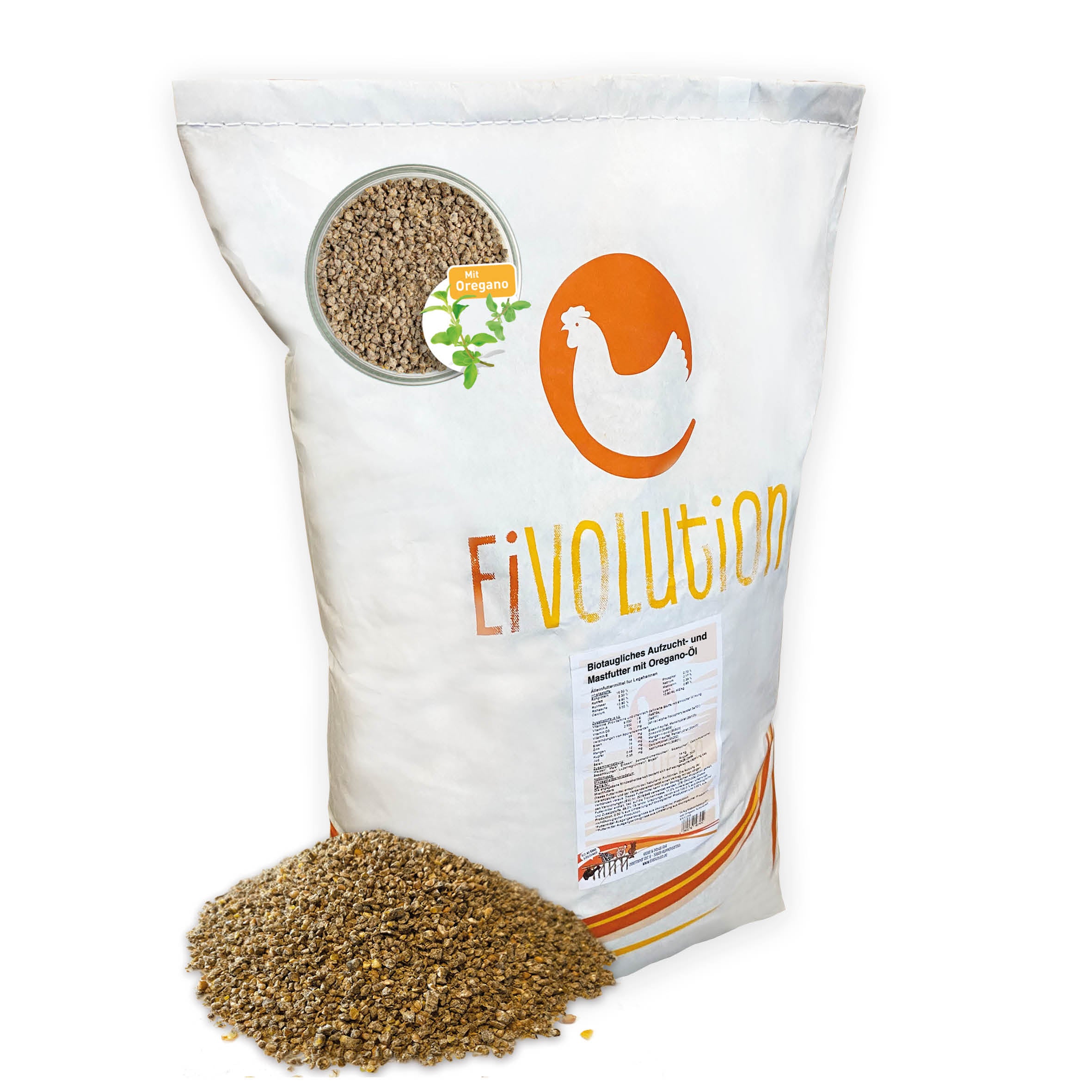 Bio Aufzucht- und Mastfutter mit Oregano-Öl, 14 kg