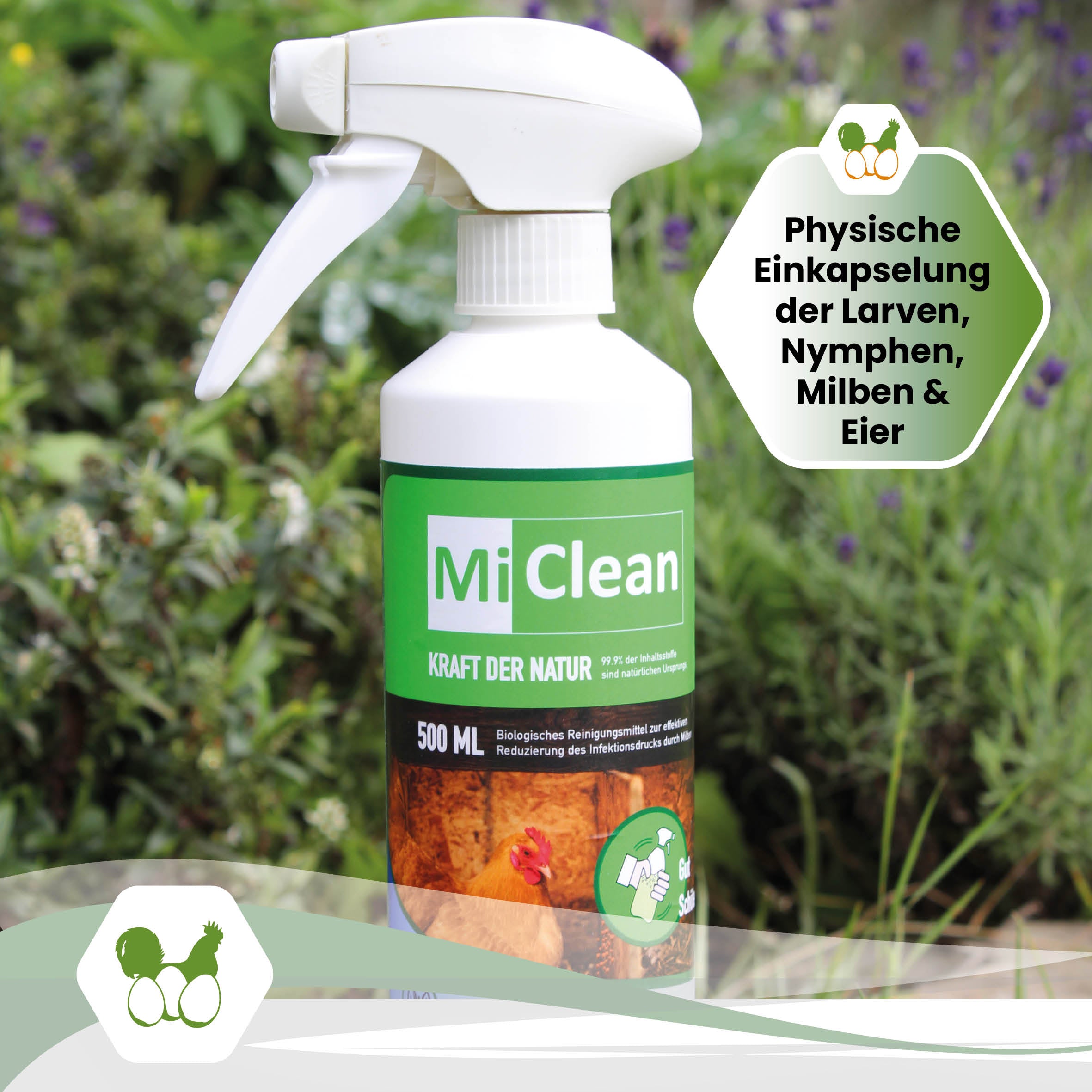 MiClean "Physische Einkapselung der Larven, Nymphen, Milben & Eier"