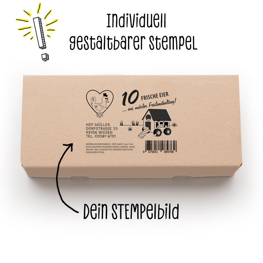 Stempel für Eierschachteln 10er EckPack "individuell gestaltbarer Stempel, dein Stempelbild"