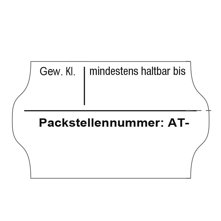 Etiketten 32 x 19 mm für Eier-Auszeichnung mit Trennstrichen "Packstellennummer: AT-"
