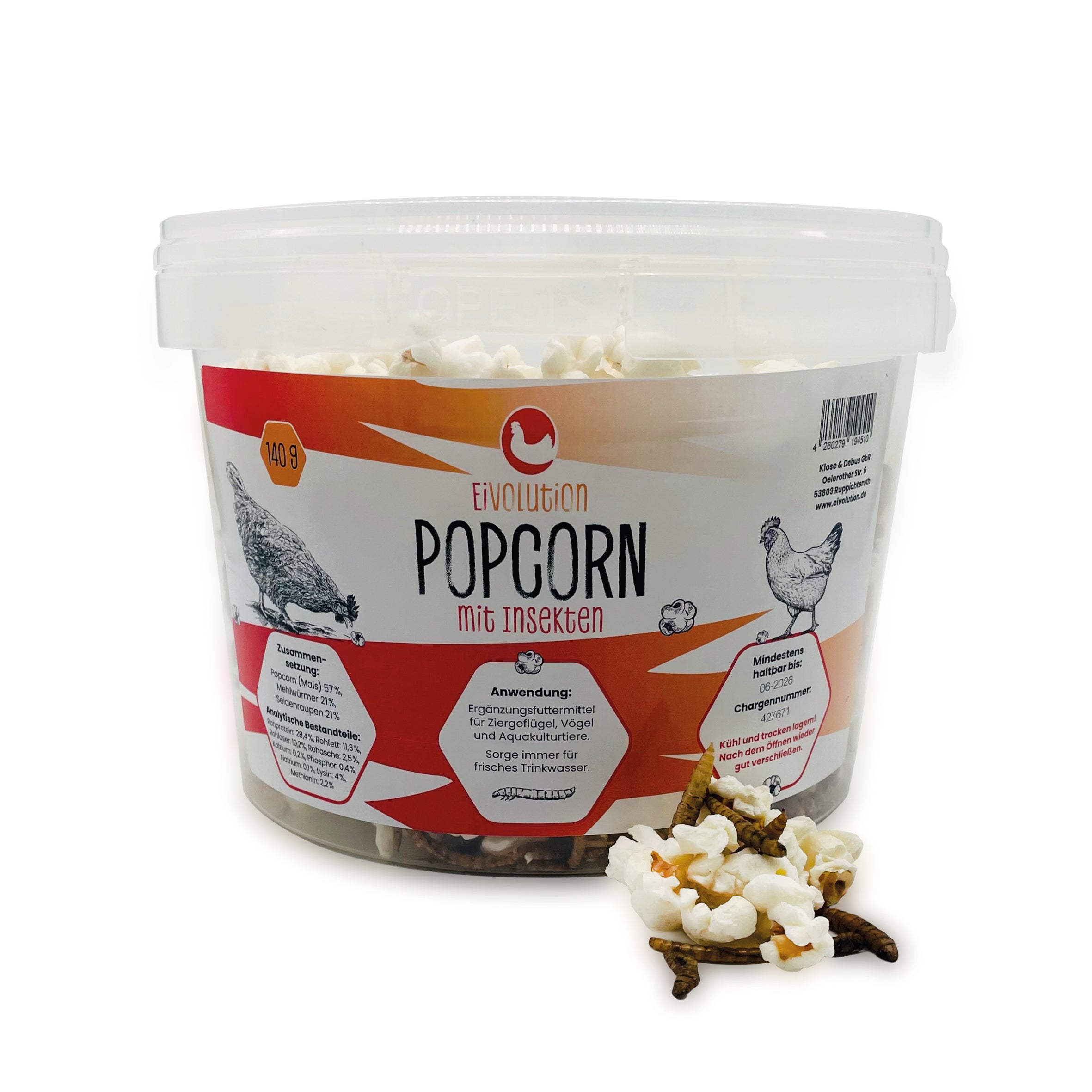 Popcorn mit Insekten, im Eimer