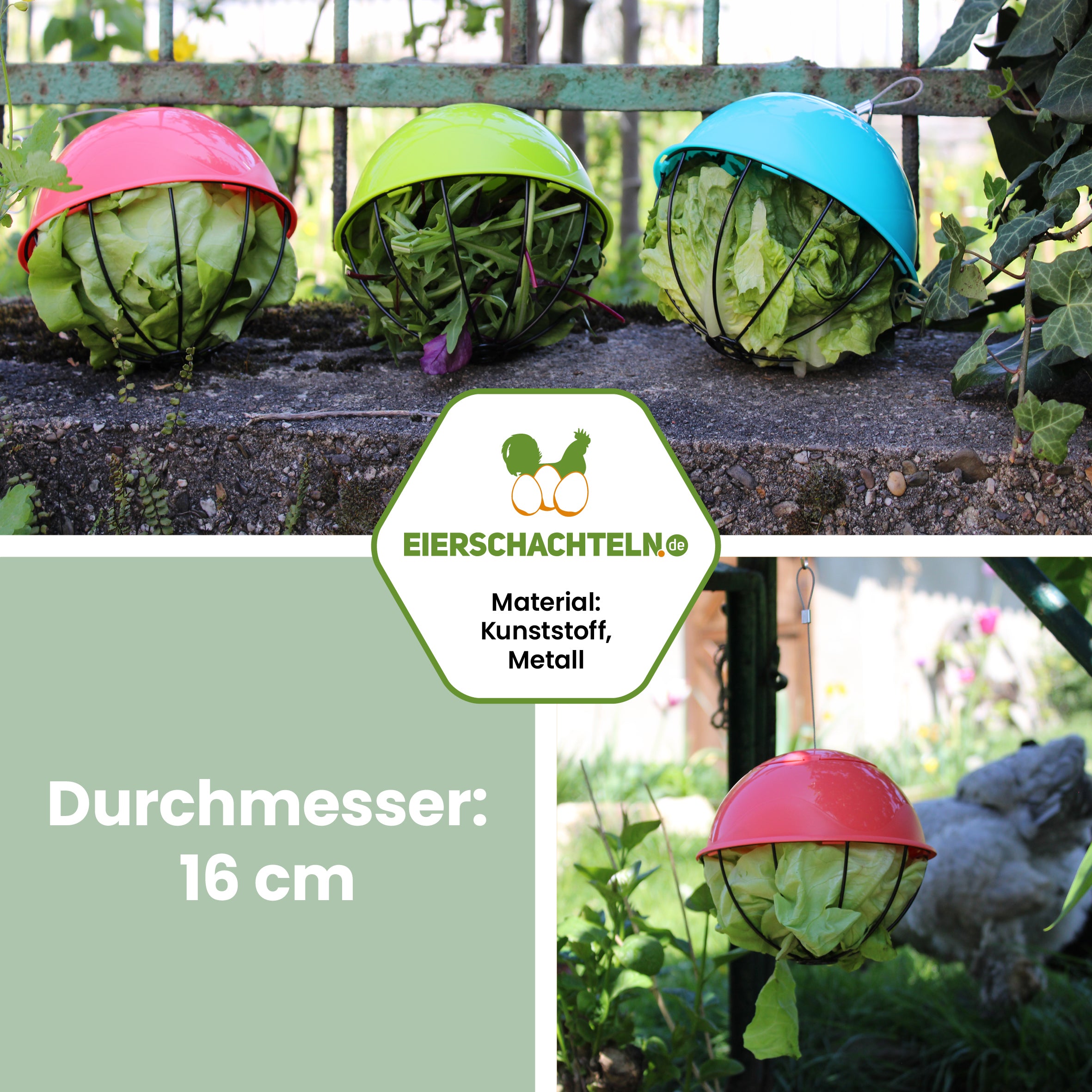 Farbenfroher Futterball / Salatspender "Durchmesser: 16 cm"