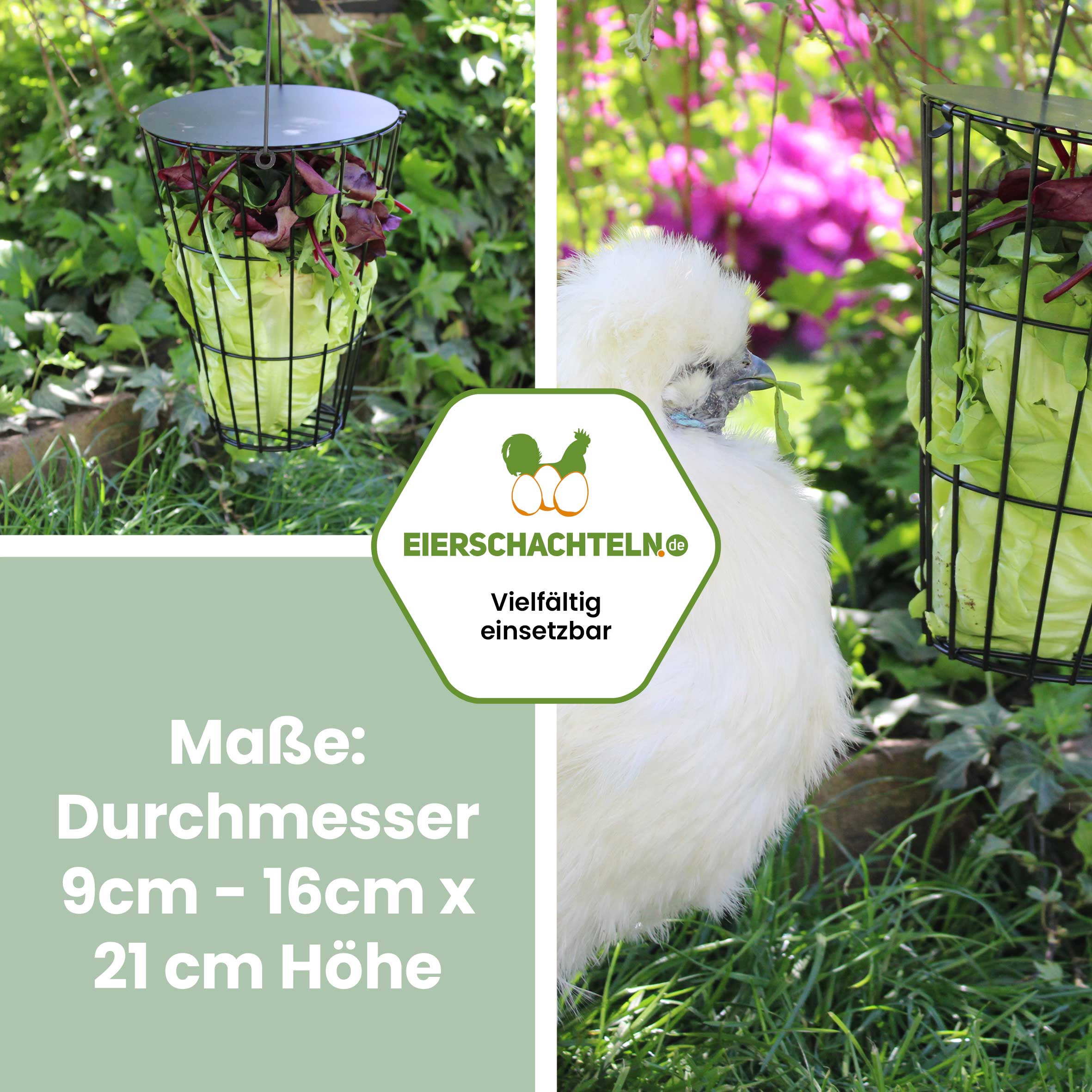 Futterkorb zum Aufhängen, schwarz "Maße: Durchmesser 9 cm - 16 cm x 21 cm Höhe"