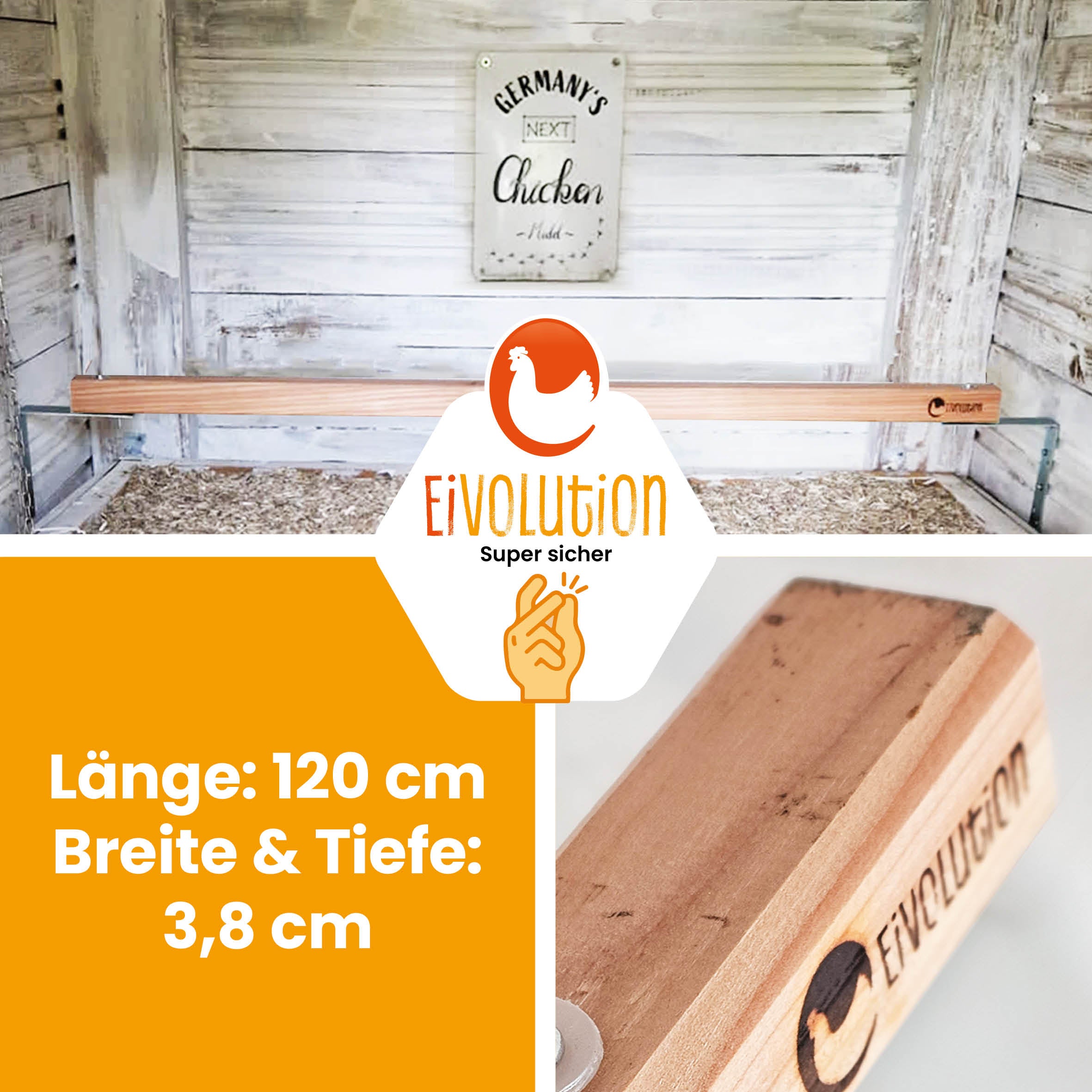 Eivolution Sitzstange "Länge 120cm Breite & Tiefe: 3,8 cm"