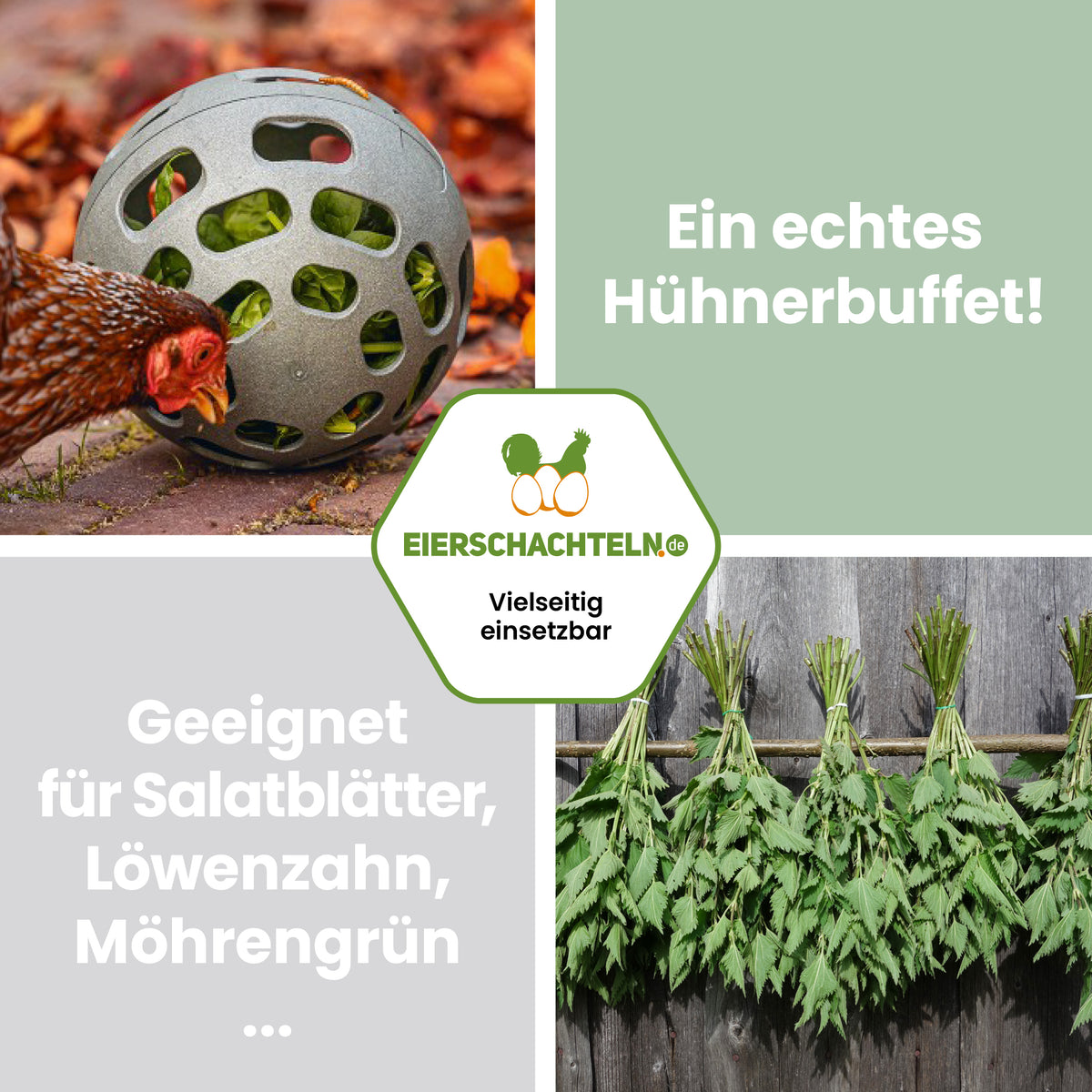Snackball Beeztees "Ein echtes Hühnerbuffet! Geeignet für Salatblätter, Löwenzahn, Möhrengrün"
