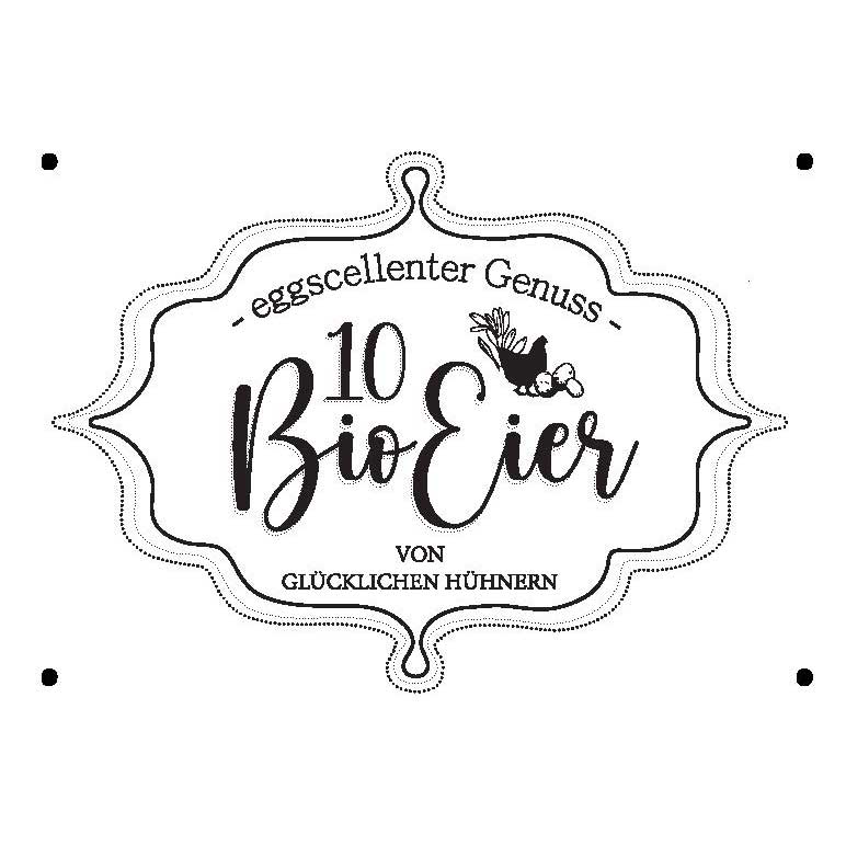 Eierschachtel-Stempel "von glücklichen Hühnern" 10 Bio-Eier