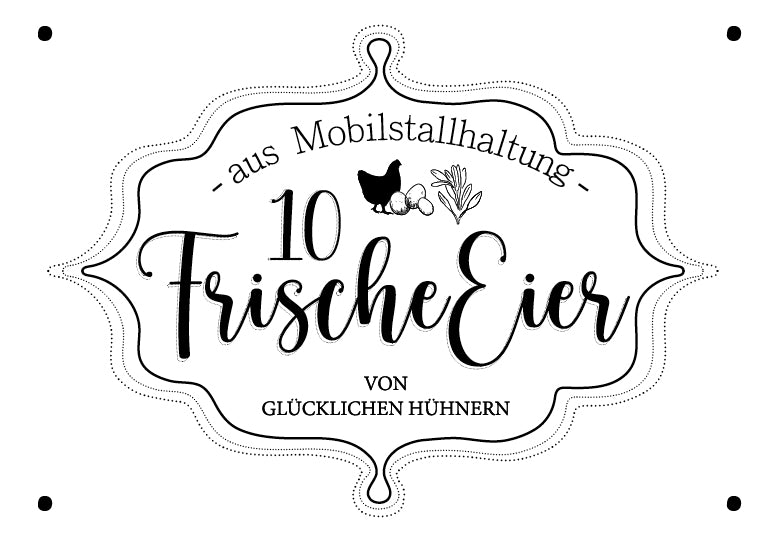 Eierschachtel-Stempel "von glücklichen Hühnern" 10 Frische Eier aus Mobilstallhaltung