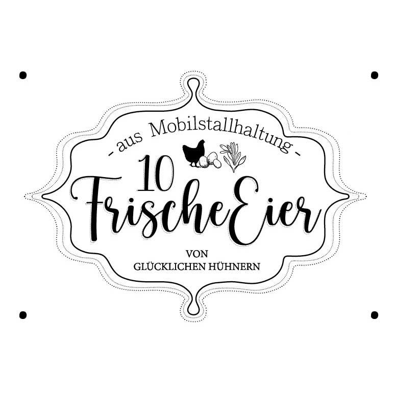 Eierschachtel-Stempel "von glücklichen Hühnern" 10 Frische Eier aus Mobilstallhaltung