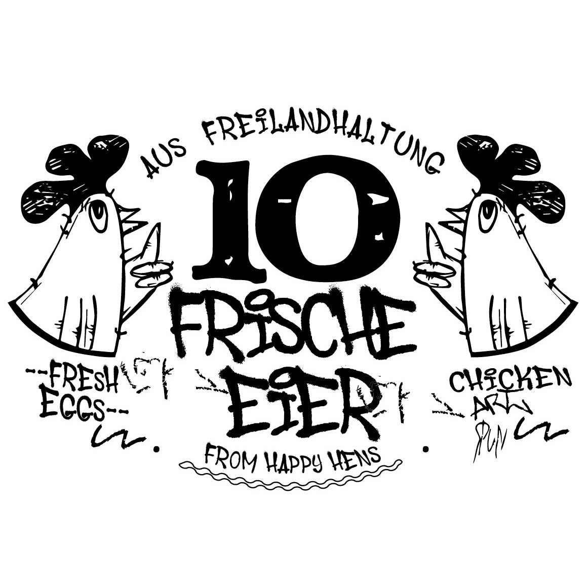 Eierschachtel-Stempel Streetart 10 Frische Eier aus Freilandhaltung