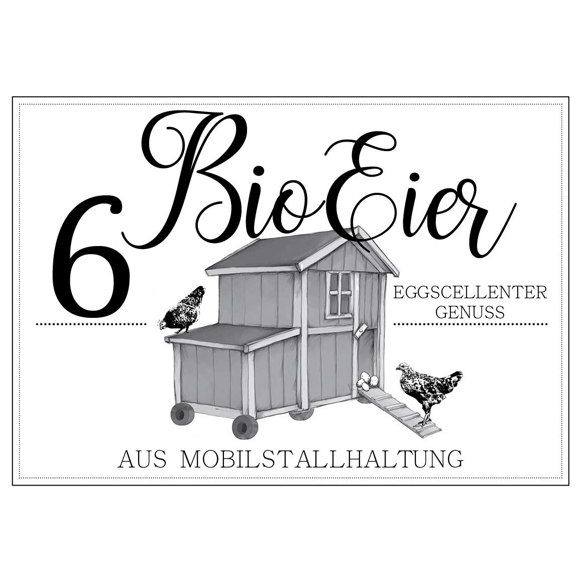 Eierschachtel-Stempel 6 Bio-Eier aus Mobilstallhaltung