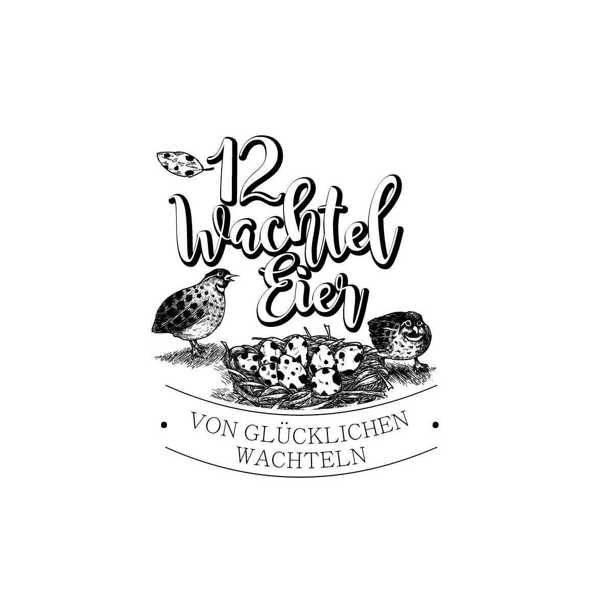 Eierschachtel-Stempel "Von glücklichen Wachteln" 12 Wachteleier
