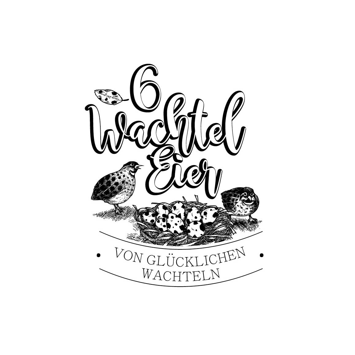 Eierschachtel-Stempel "Von glücklichen Wachteln" 6 Wachteleier