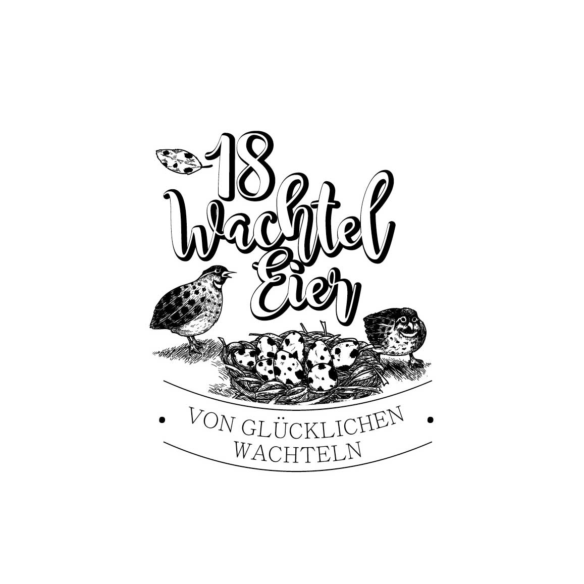 Eierschachtel-Stempel "Von glücklichen Wachteln" 18 Wachteleier