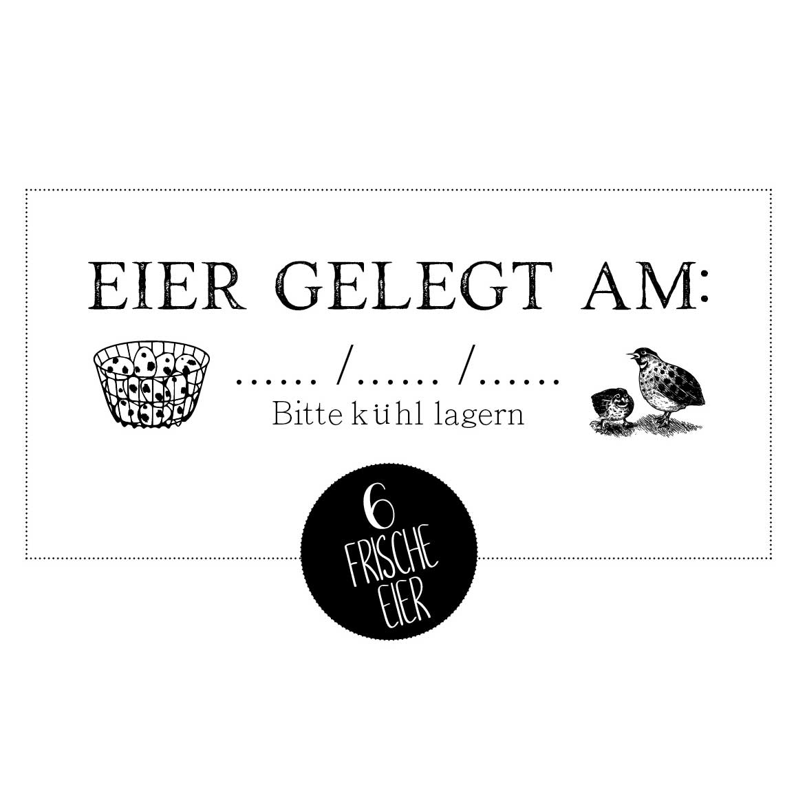 Eierschachtel-Stempel 6 Frische Wachtel-Eier gelegt am ...