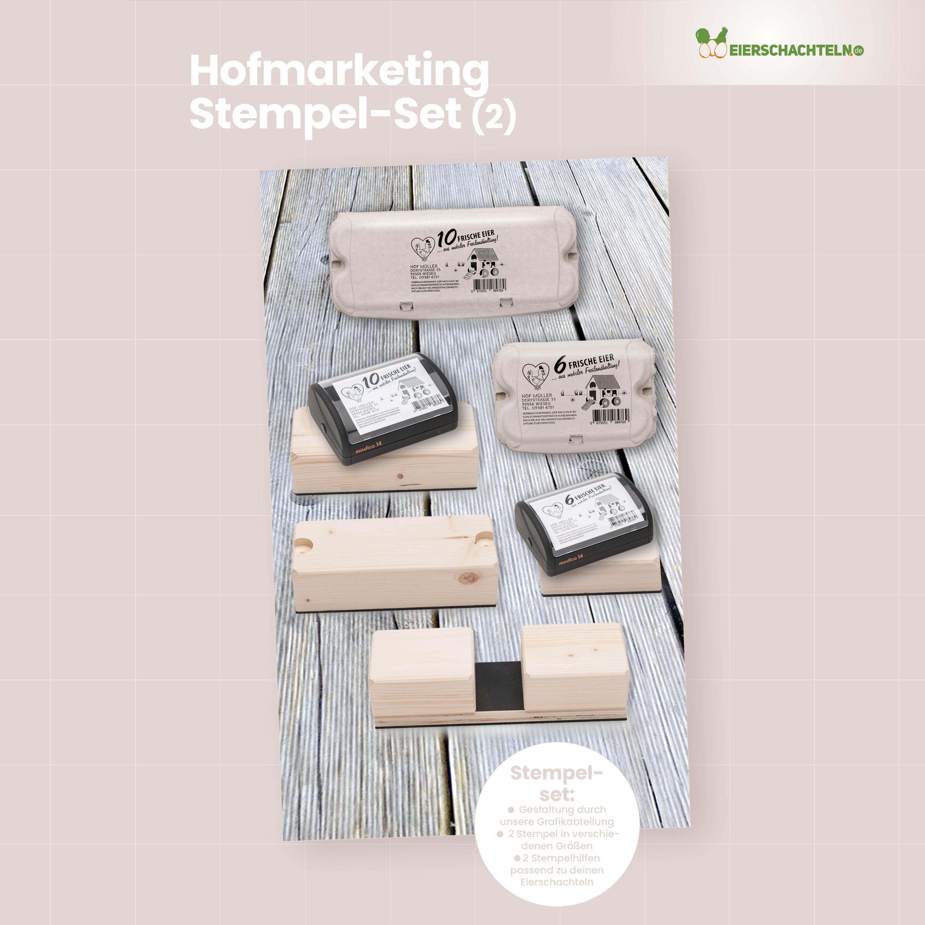 Eierschachtel-Stempel Grundausstattung - Komplettset für 2 Stempel