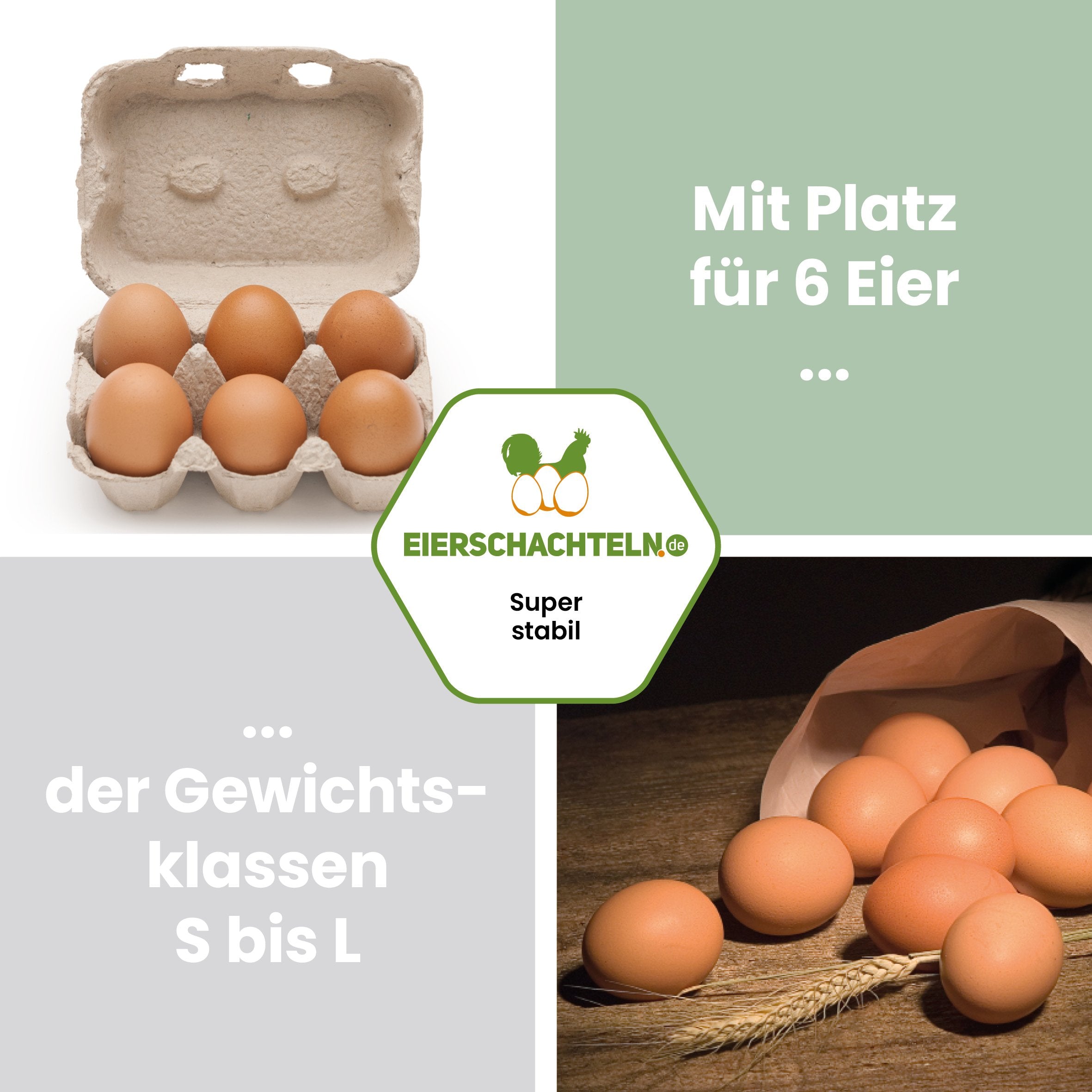 TopCom 6er ohne Etikett "Mit Platz für 6 Eier der Gewichtsklassen S bis L"