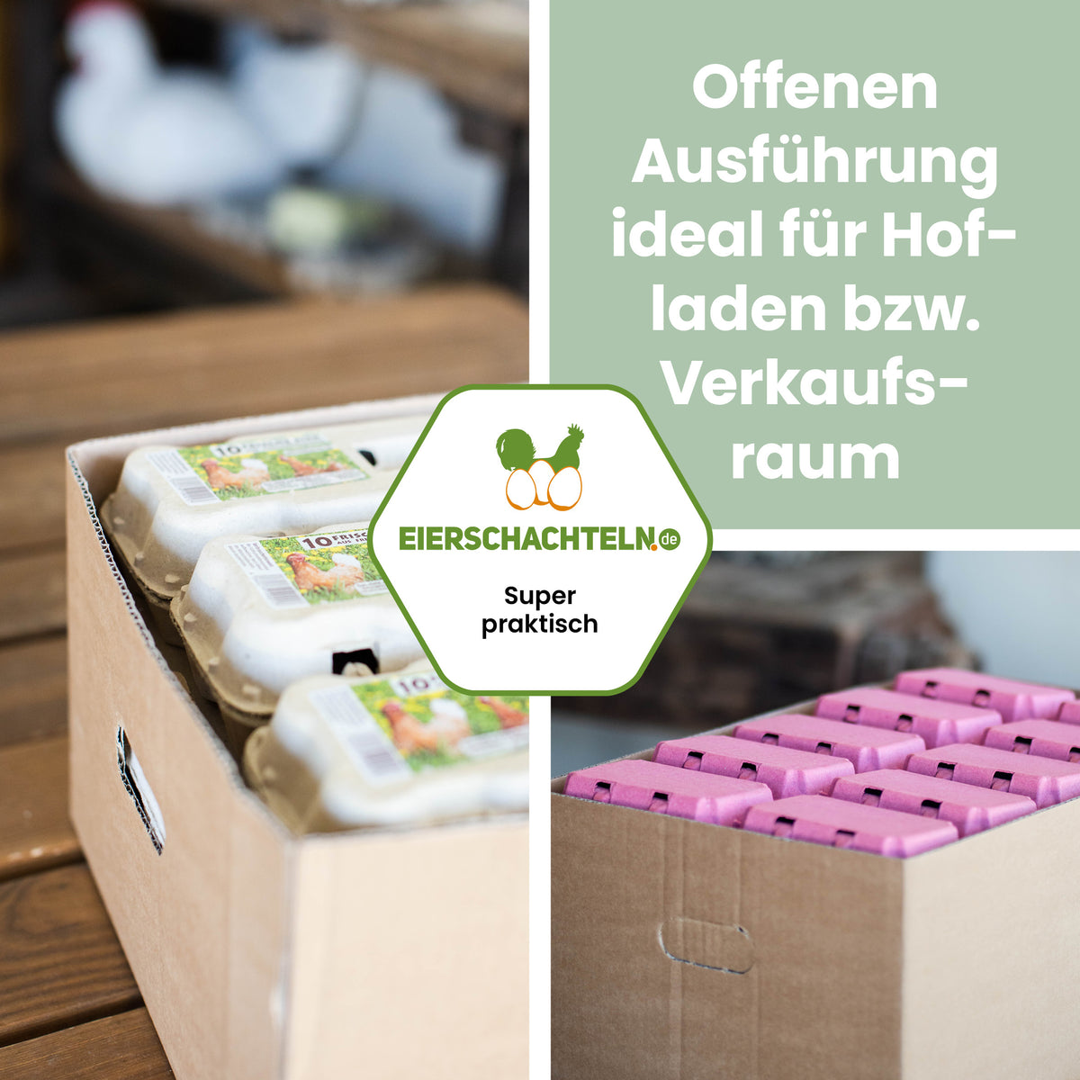 Eierkartons für 30 x 6 Eier oder 18 x 10 Eier offen 66 Stück