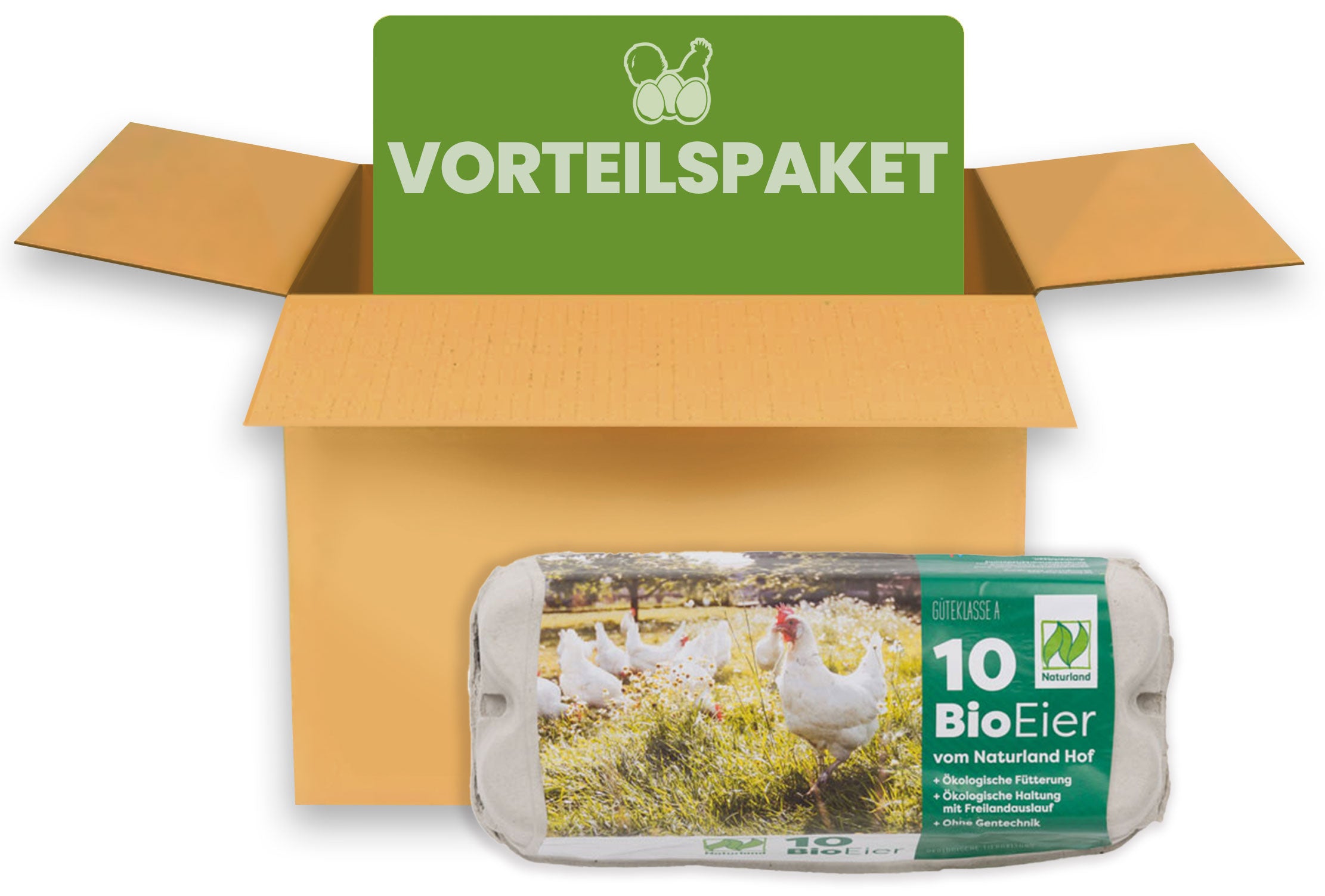 390 Stück 10er ComPac Eierschachteln mit Naturland-Etikett – Vorteilspaket