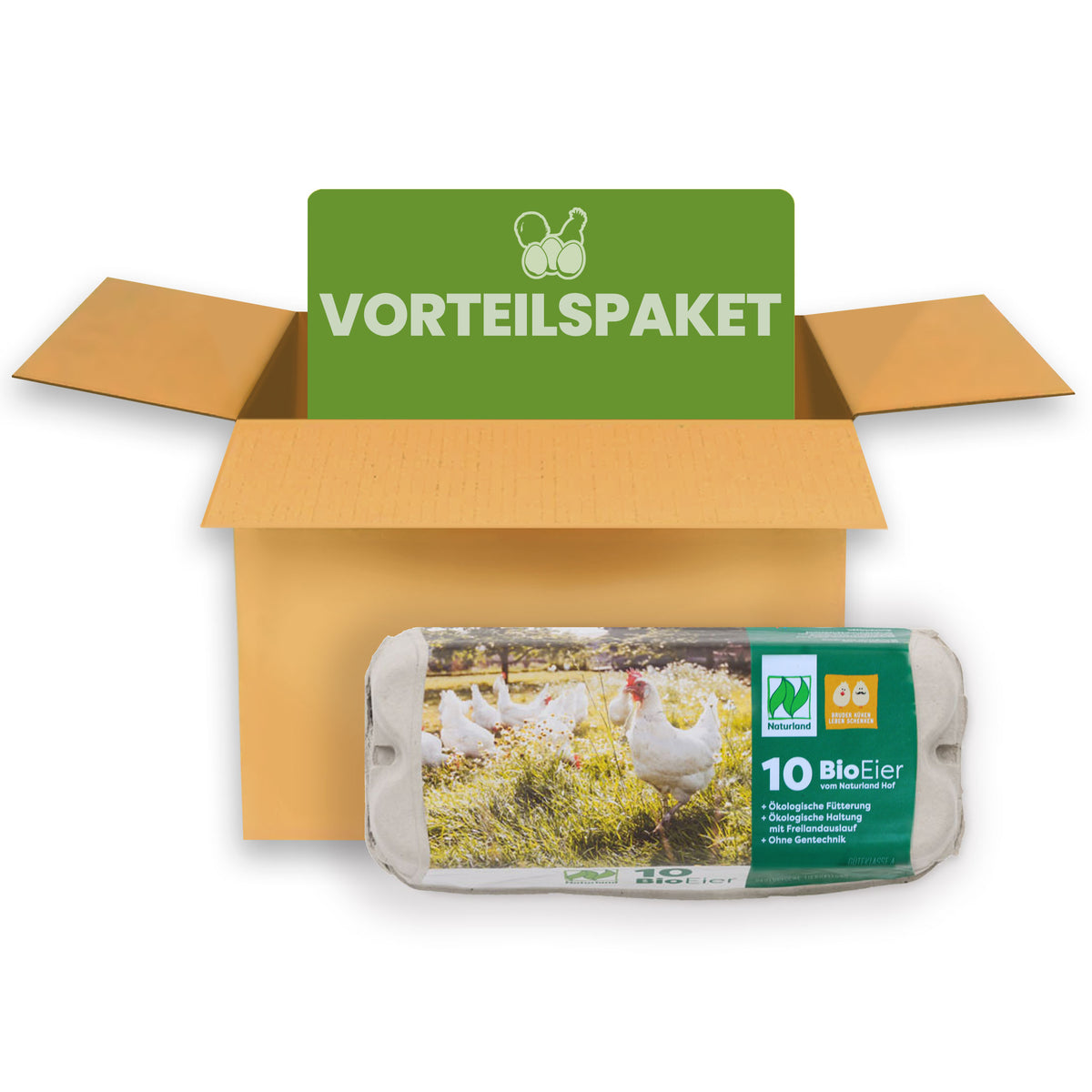 10er ComPac Eierschachteln mit Naturland-Etikett, Vorteilspaket