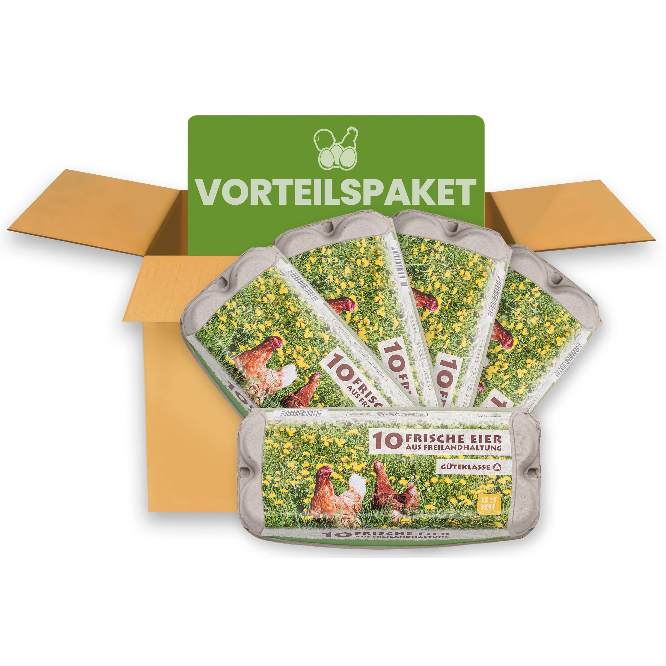 390 Stück 10er ComPac Eierschachteln mit Freiland-Etikett – Vorteilspaket