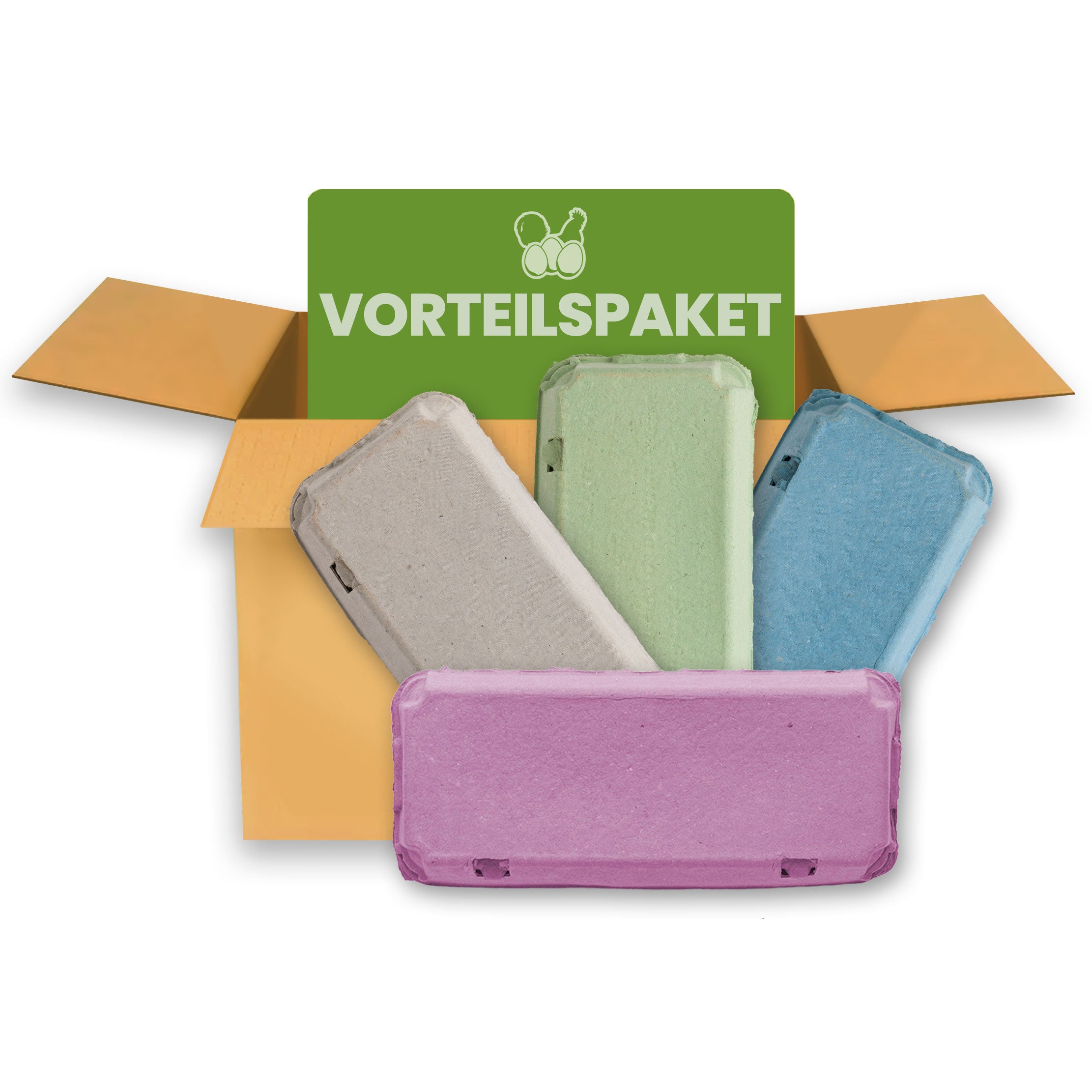 Vorteilspaket EcoPack 10er Eierkartons in vier Farben