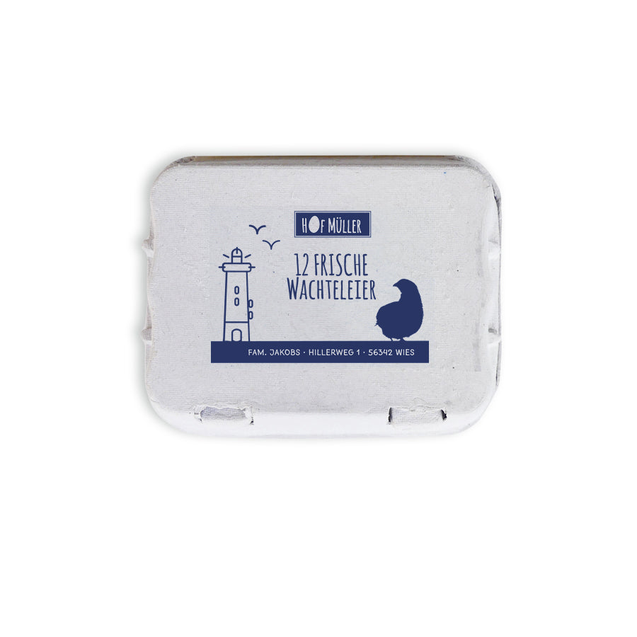 Stempel für Eierschachteln, 12er Wachteleierschachtel, blau