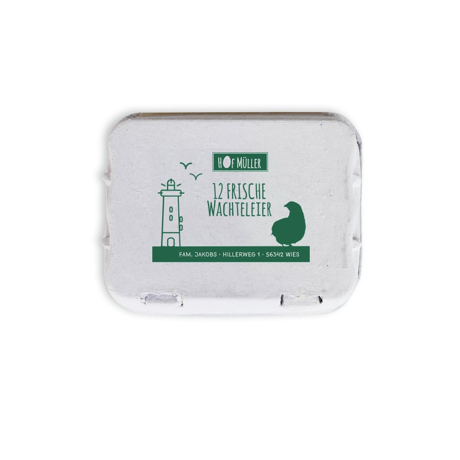 Stempel für Eierschachteln, 12er Wachteleierschachtel, grün