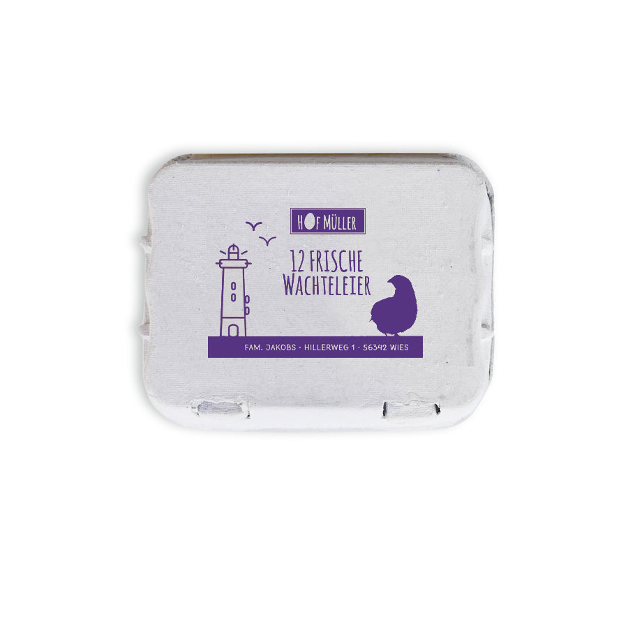 Stempel für Eierschachteln, 12er Wachteleierschachtel, violett