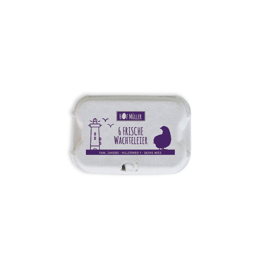 Stempel für Eierschachteln, 6er Wachteleierschachtel aus Pappe, violett