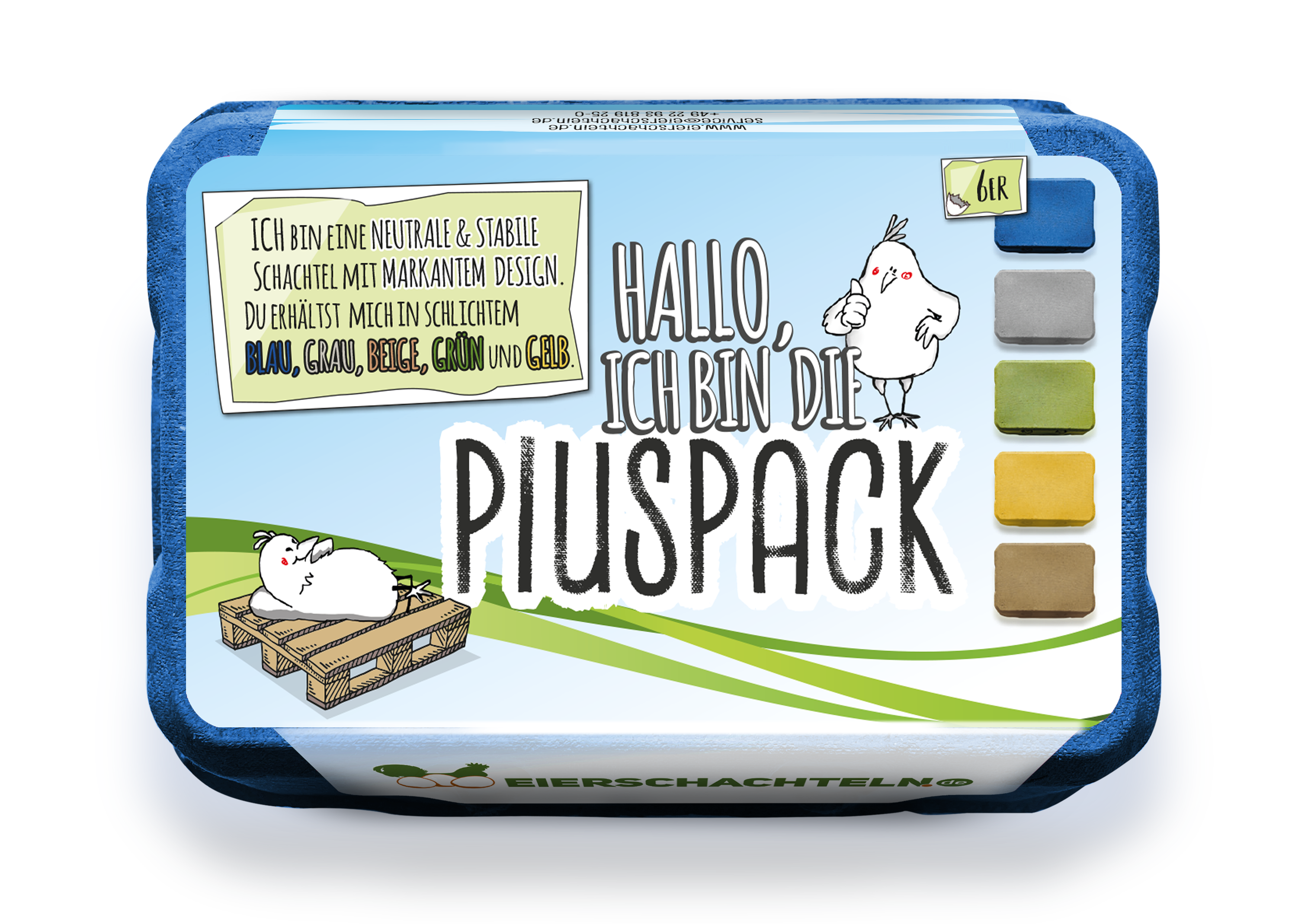 6er PlusPack mit eigenem Etikett, blau