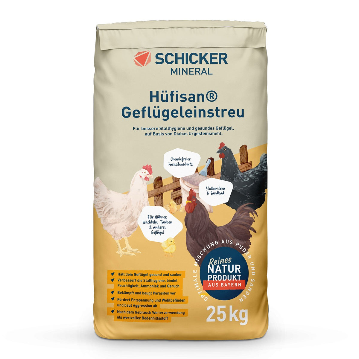 Hüfisan Geflügeleinstreu 25 kg, im Sack
